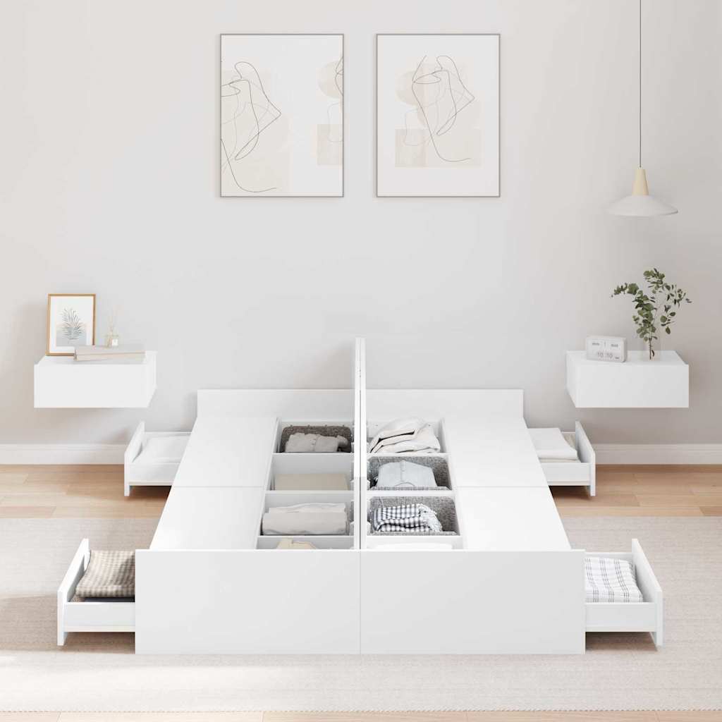 Cadre de lit avec rangement avec tête de lit Blanc 120 x 190 cm - XIOS