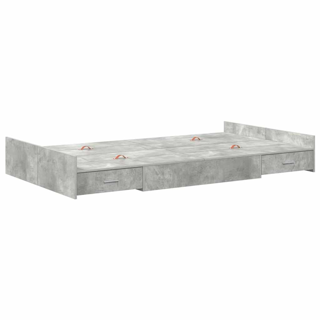 Cadre de lit avec rangement avec tiroir Gris béton 120 x 190 cm - XIOS