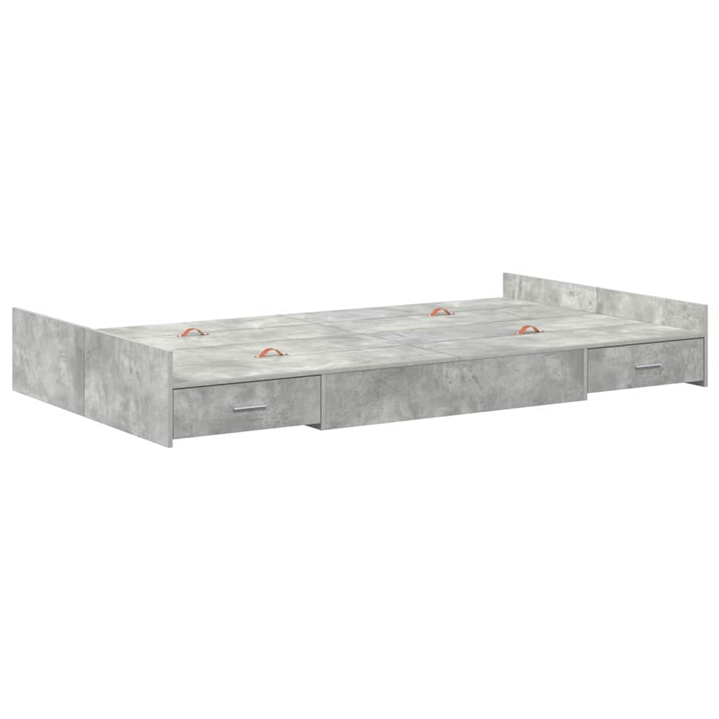 Cadre de lit avec rangement avec tiroir Gris béton 120 x 190 cm - XIOS