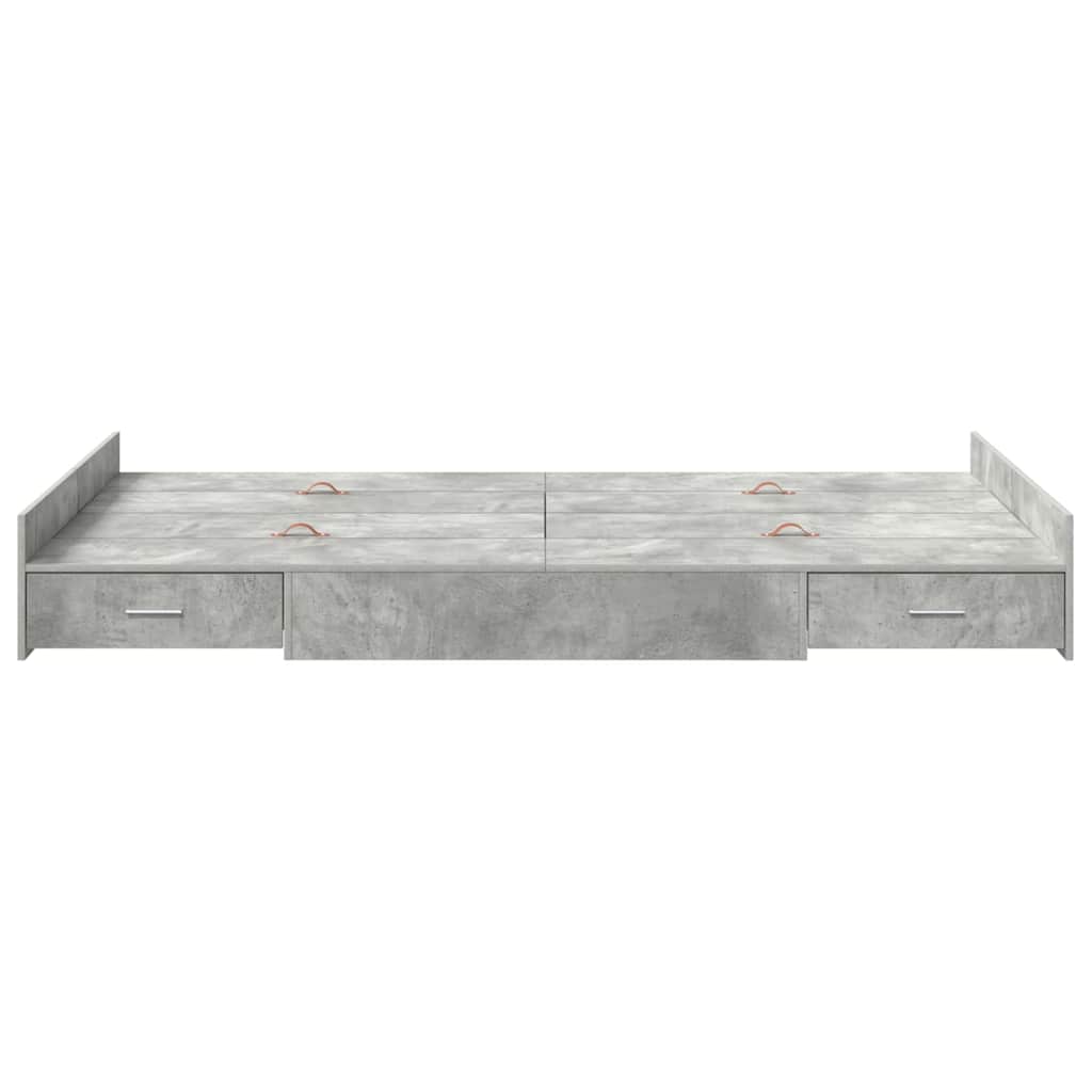 Cadre de lit avec rangement avec tiroir Gris béton 120 x 190 cm - XIOS