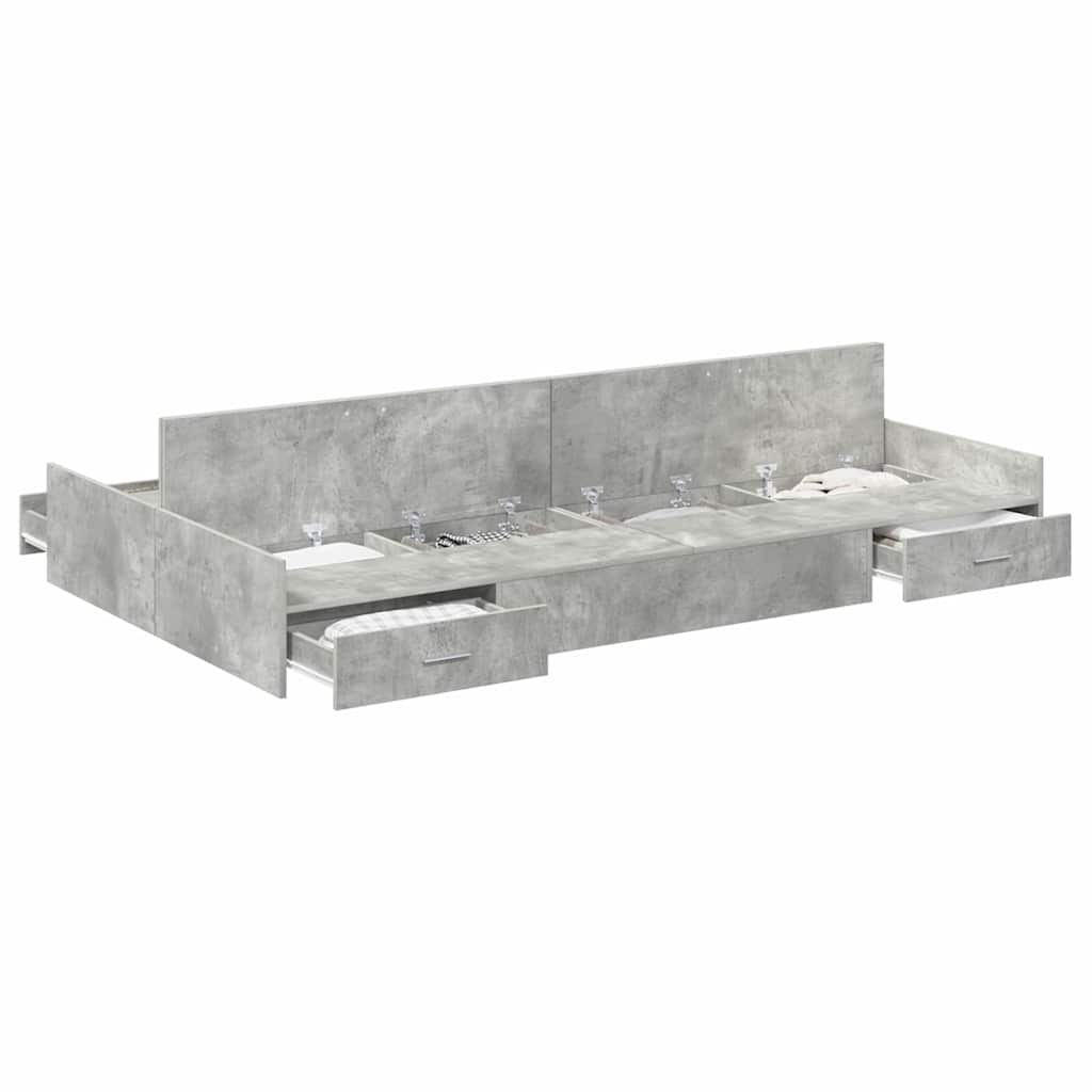 Cadre de lit avec rangement avec tiroir Gris béton 120 x 190 cm - XIOS