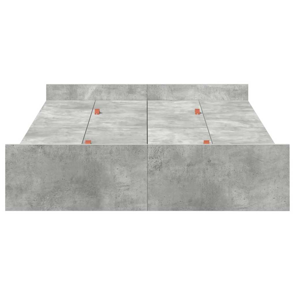 Cadre de lit avec rangement avec tiroir Gris béton 120 x 190 cm - XIOS