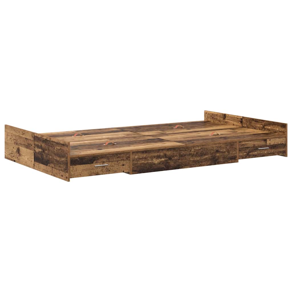 Cadre de lit avec rangement Bois ancien 120 x 190 cm - XIOS