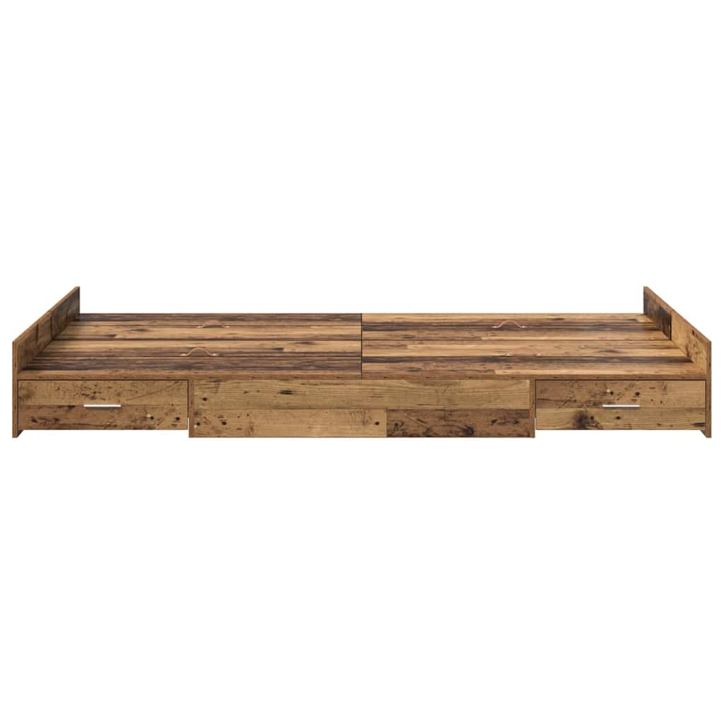 Cadre de lit avec rangement Bois ancien 120 x 190 cm - XIOS