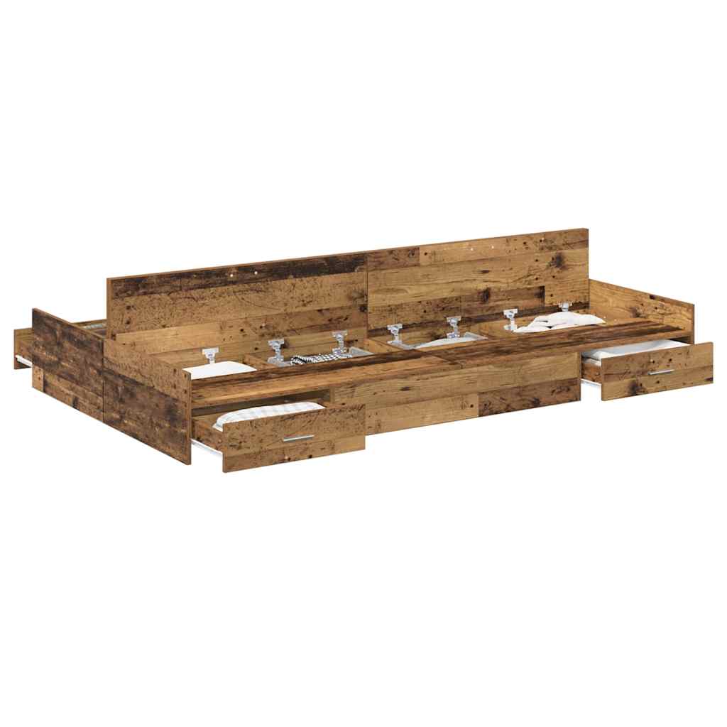 Cadre de lit avec rangement Bois ancien 120 x 190 cm - XIOS