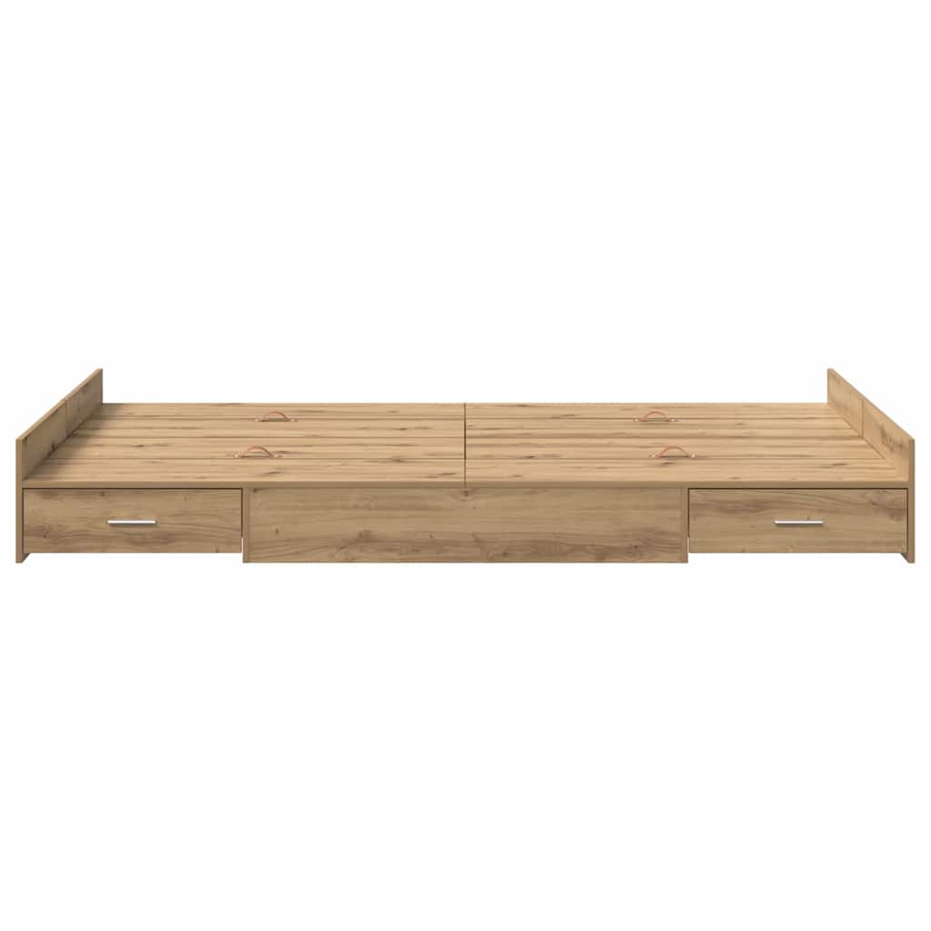 Cadre de lit avec rangement chêne artisanal 120 x 190 cm - XIOS