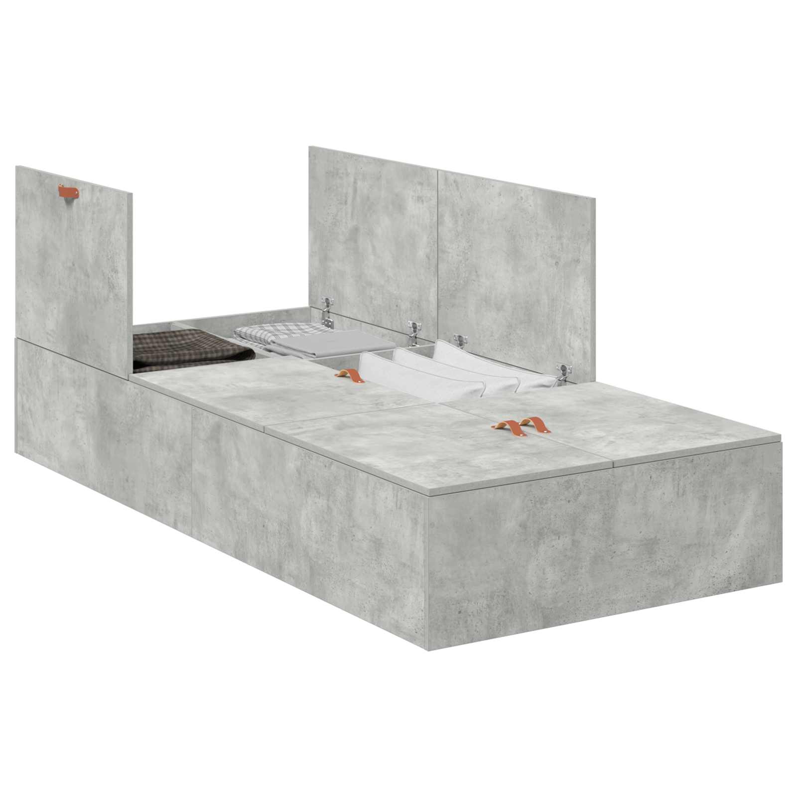 Cadre de lit avec rangement avec porte Gris béton 100 x 200 cm - XIOS