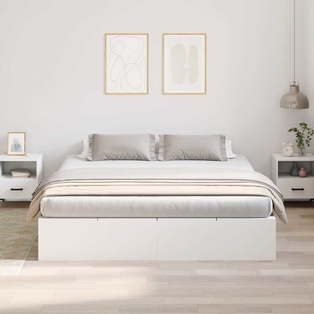 Cadre de lit avec rangement avec stockage Blanc 200 x 200 cm - XIOS