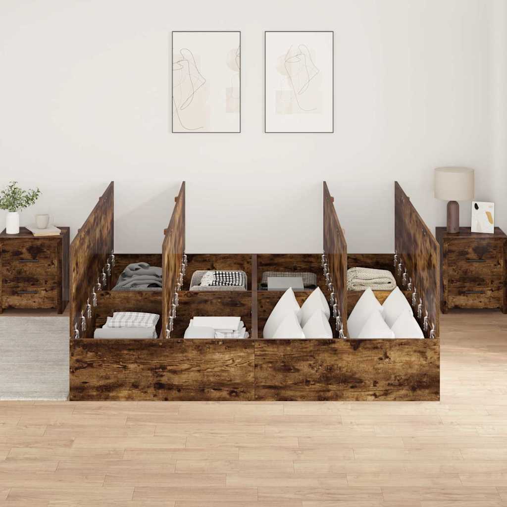 Cadre de lit avec rangement Chêne fumé 200 x 200 cm - XIOS