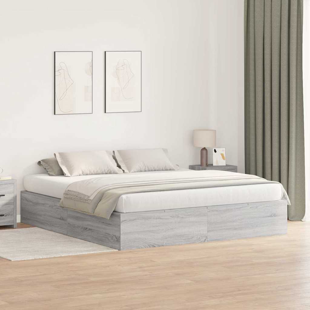 Cadre de lit avec rangement avec porte Gris Sonoma 200 x 200 cm - XIOS