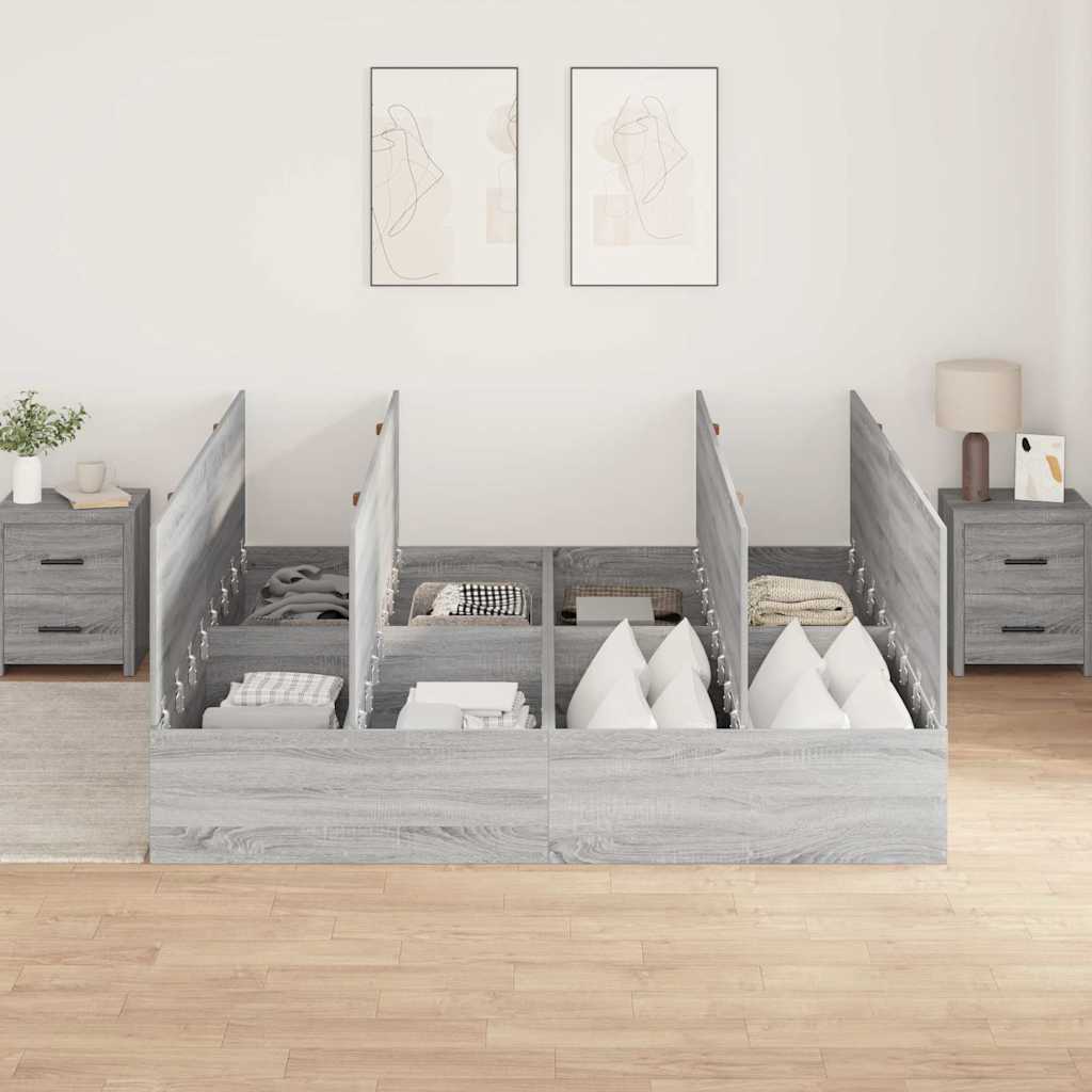 Cadre de lit avec rangement avec porte Gris Sonoma 200 x 200 cm - XIOS