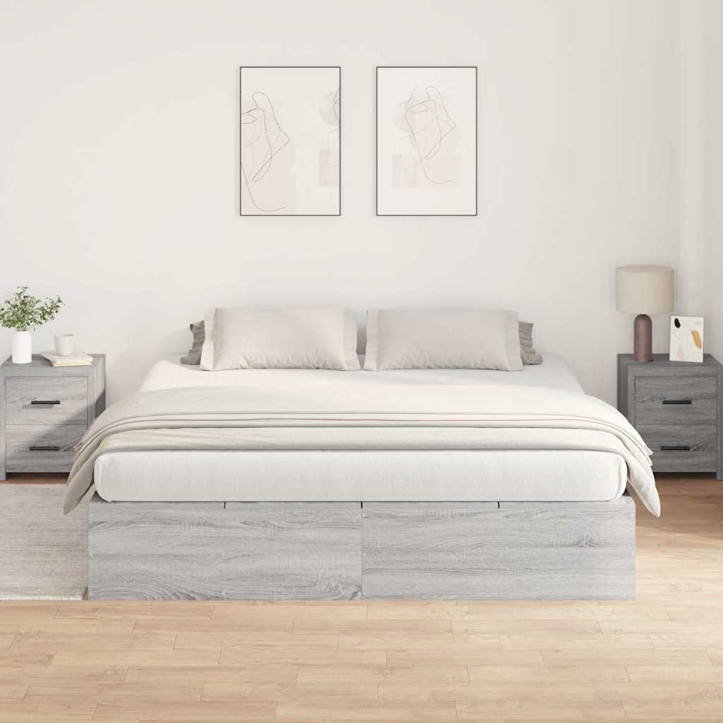 Cadre de lit avec rangement avec porte Gris Sonoma 200 x 200 cm - XIOS