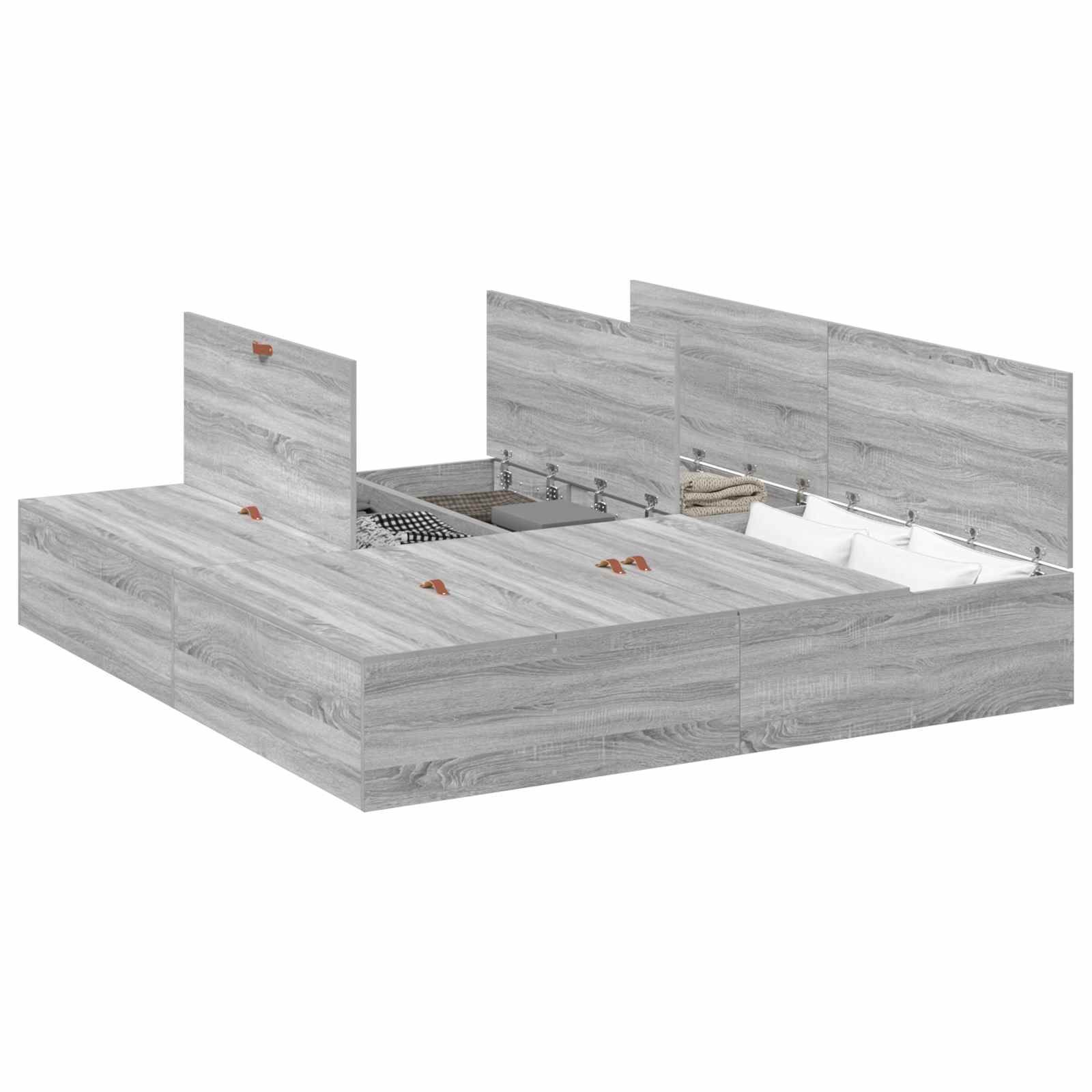 Cadre de lit avec rangement avec porte Gris Sonoma 200 x 200 cm - XIOS