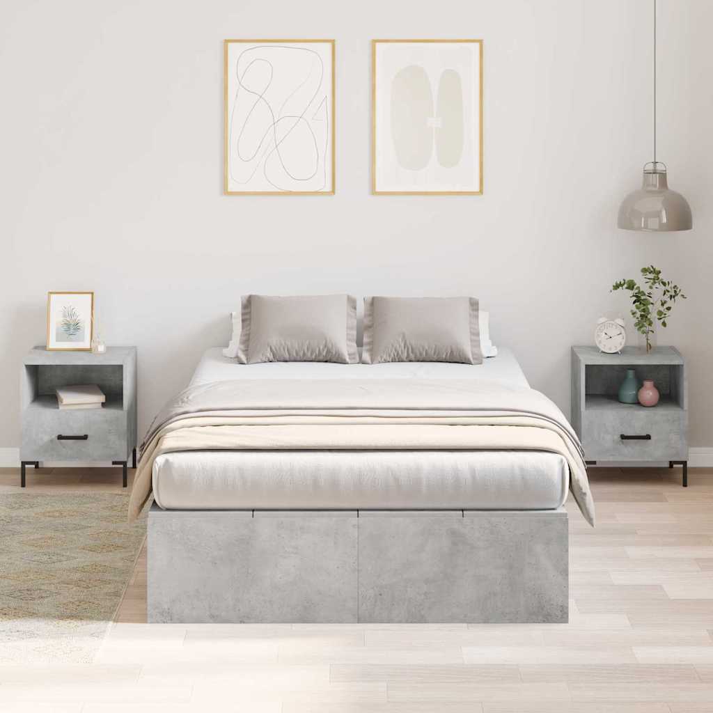 Cadre de lit avec rangement avec porte Gris béton 120 x 200 cm - XIOS