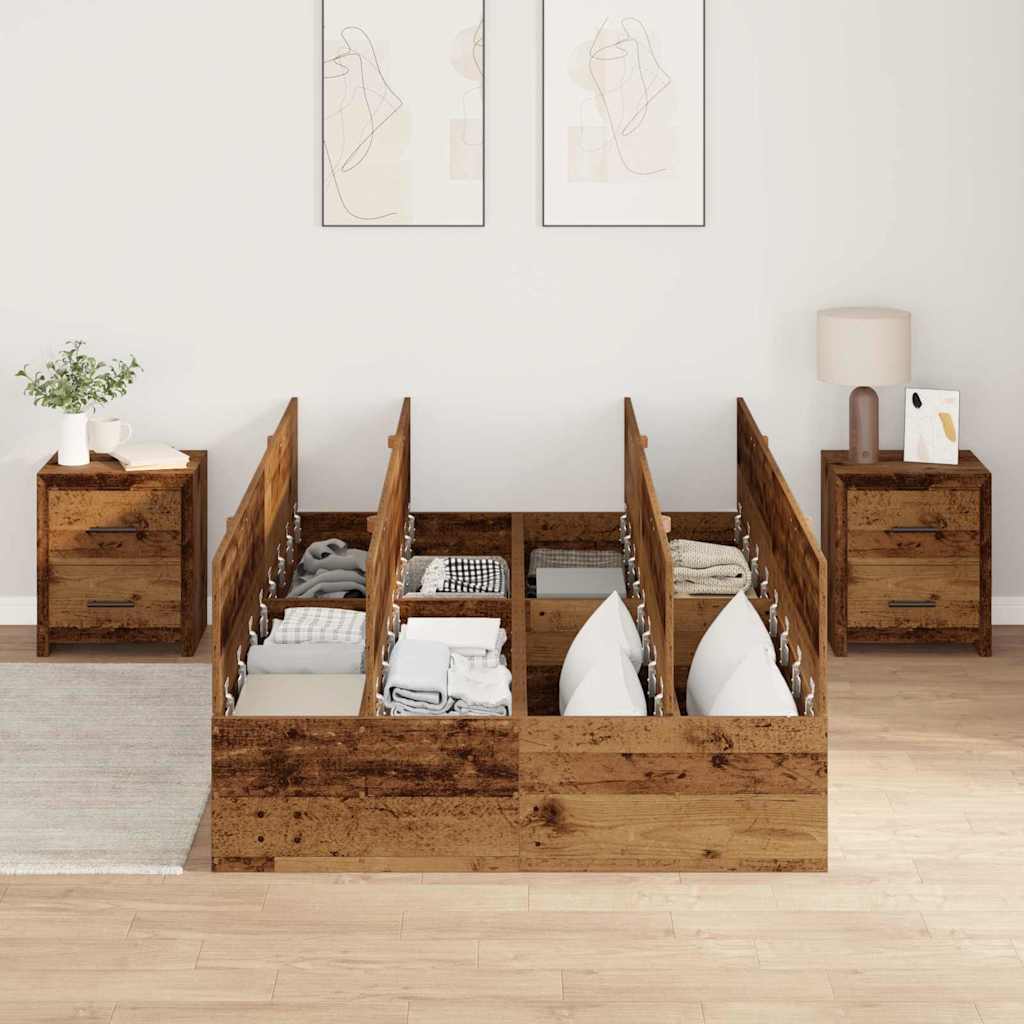 Cadre de lit avec rangement Bois Ancien 120 x 200 cm - XIOS