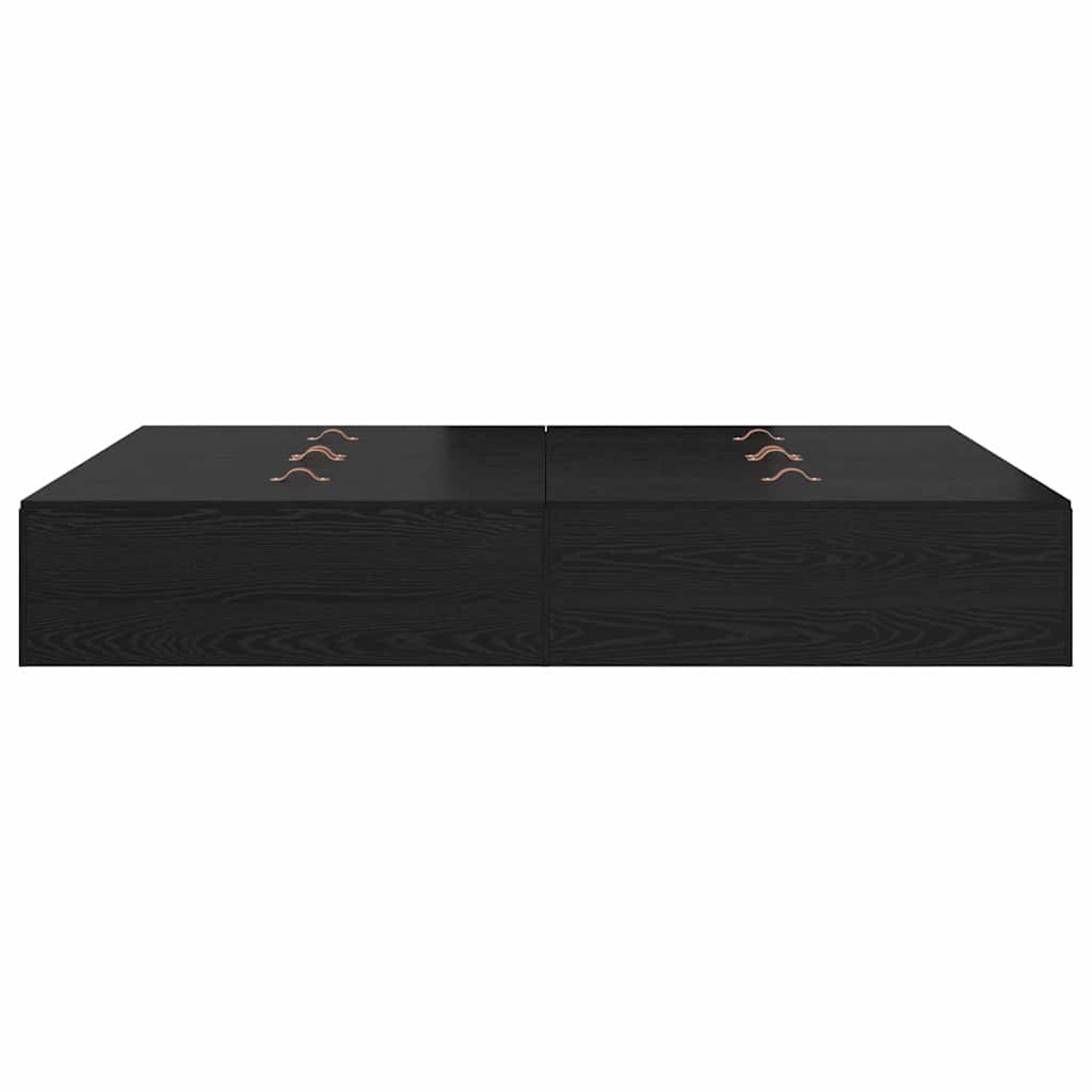 Cadre de lit avec rangement avec porte Chêne noir 140 x 200 cm