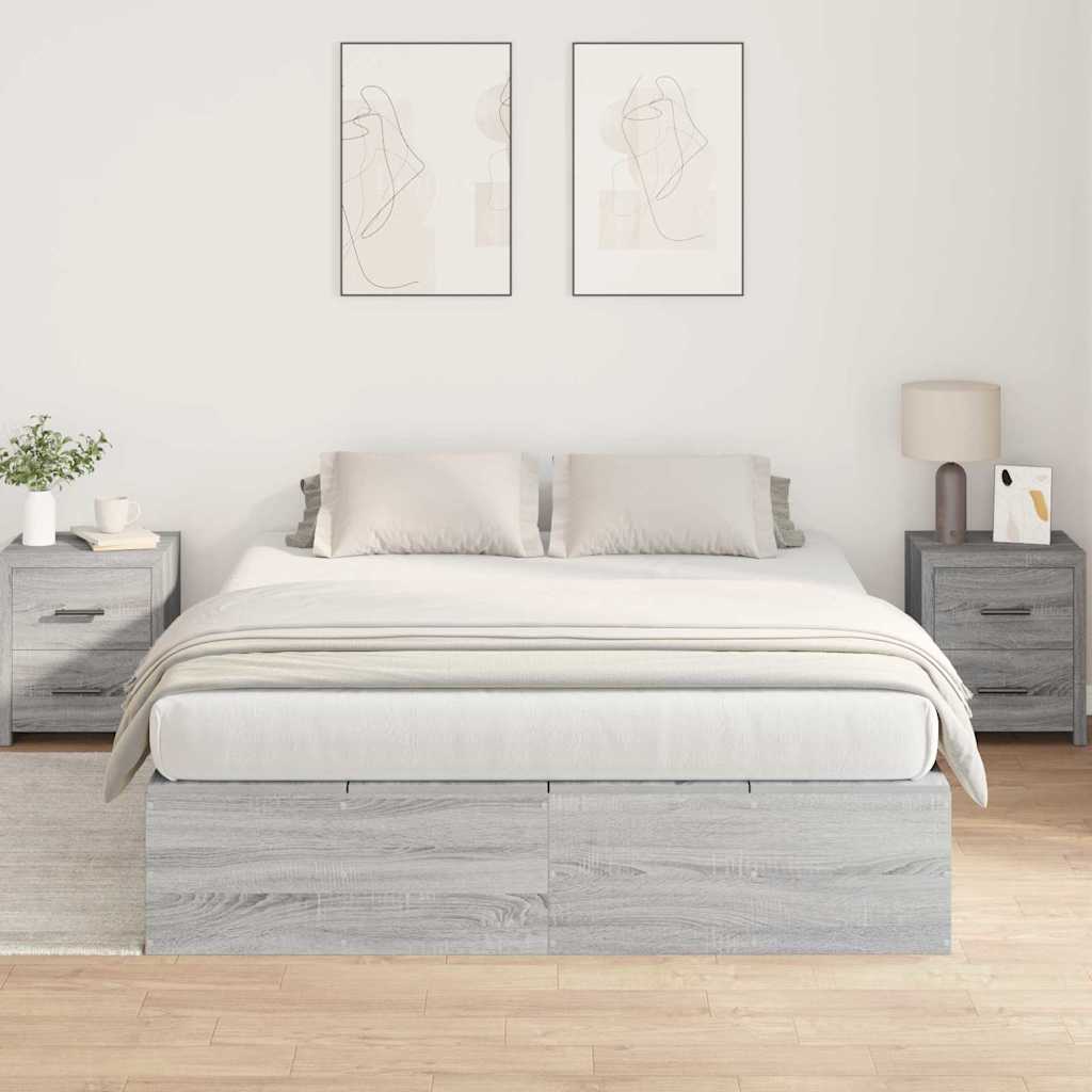 Cadre de lit avec rangement avec porte Gris Sonoma 140 x 200 cm