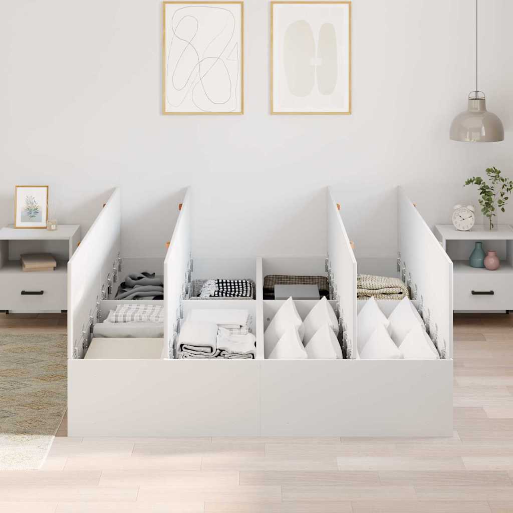 Cadre de lit avec rangement avec stockage Blanc 150 x 200 cm - XIOS