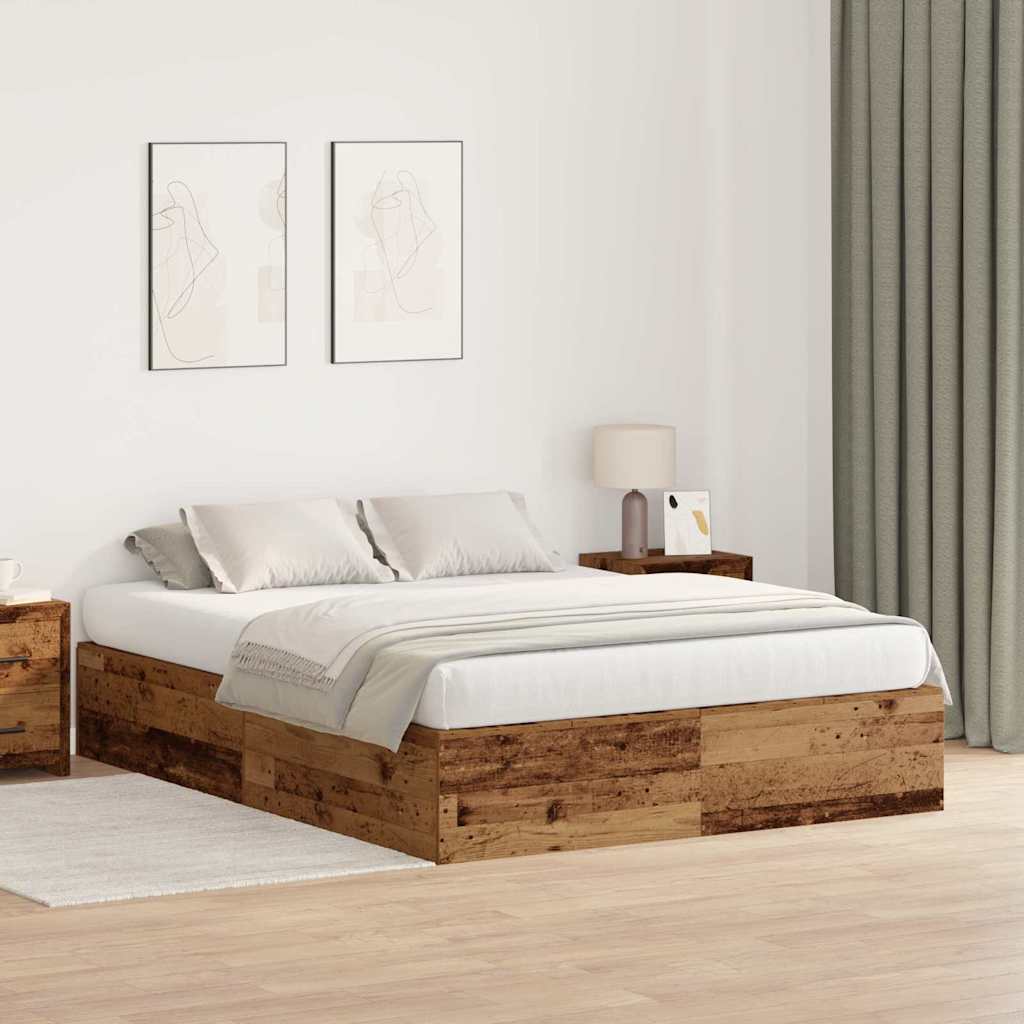 Cadre de lit avec rangement Bois Ancien 150 x 200 cm - XIOS
