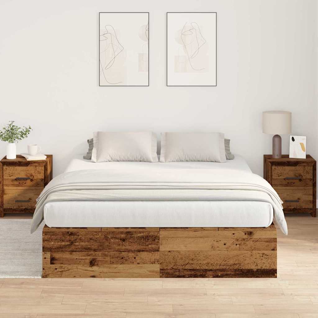 Cadre de lit avec rangement Bois Ancien 150 x 200 cm - XIOS