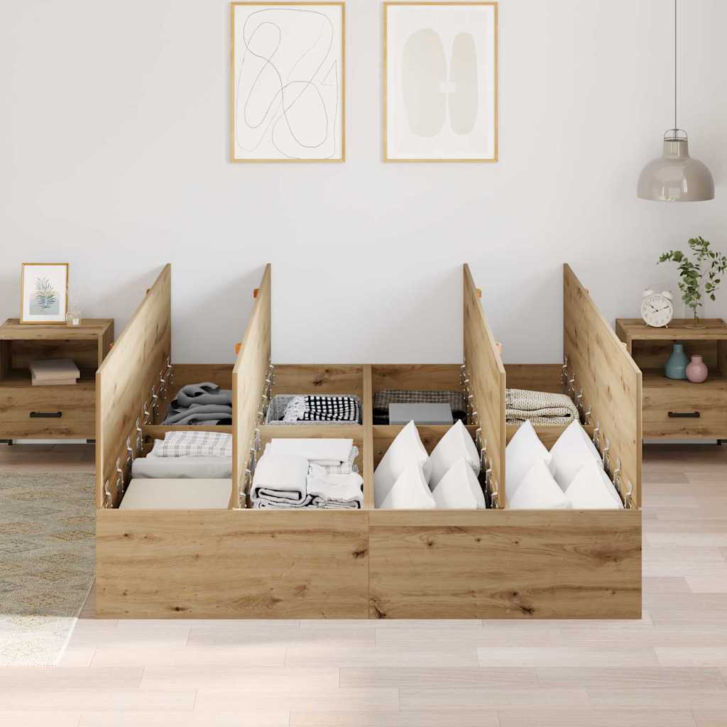 Cadre de lit avec rangement Chêne artisanal 150 x 200 cm - XIOS