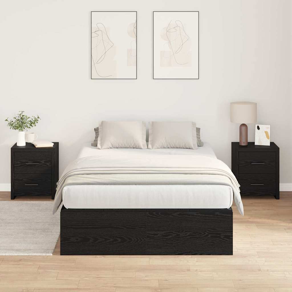 Cadre de lit avec rangement avec porte Chêne noir 120 x 190 cm - XIOS