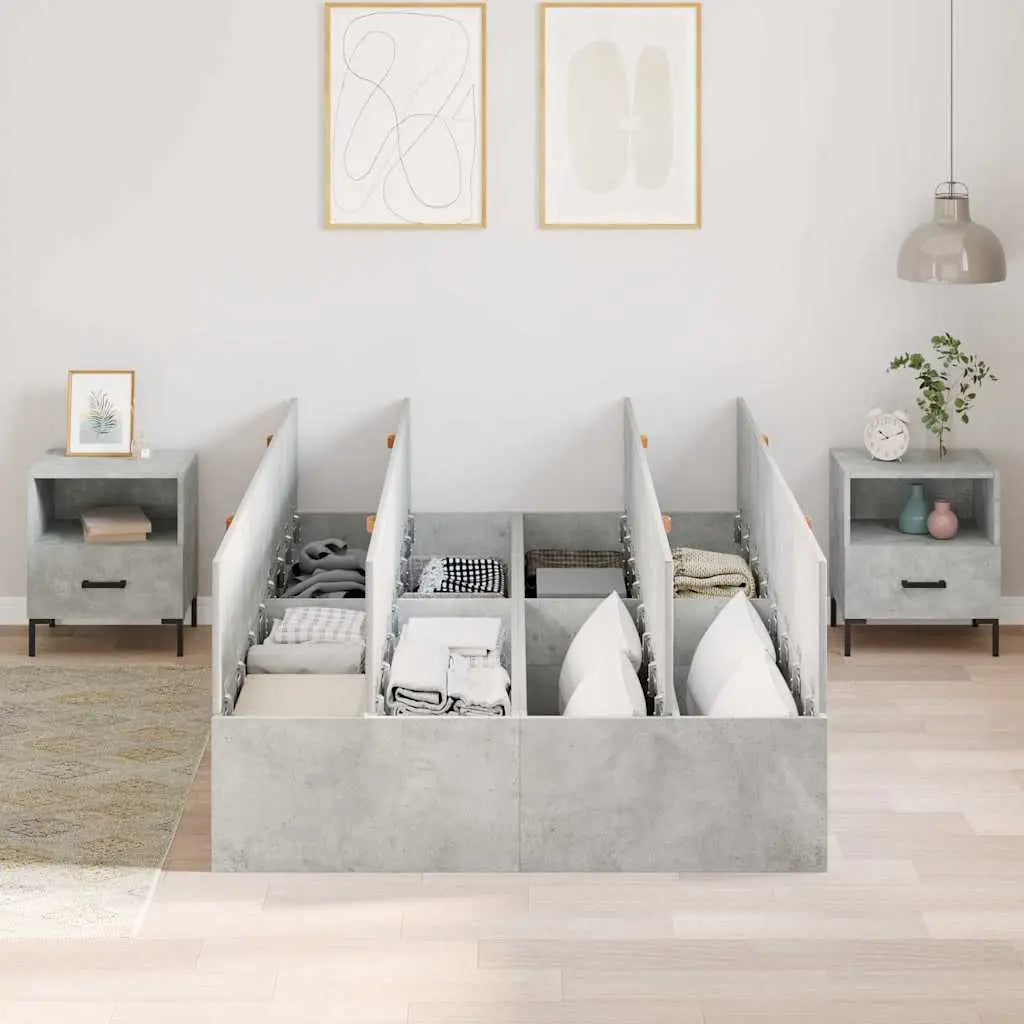 Cadre de lit avec rangement avec porte Gris béton 120 x 190 cm - XIOS