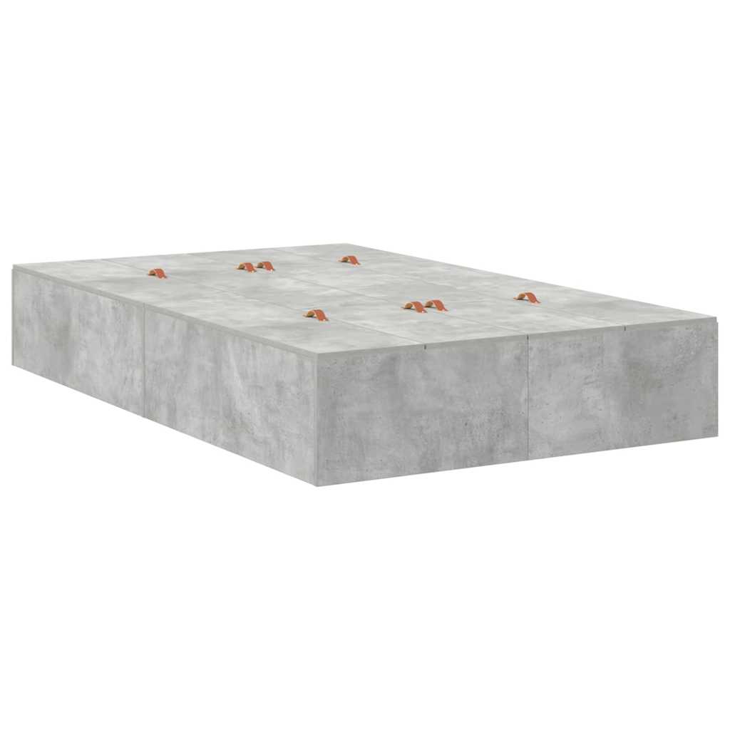 Cadre de lit avec rangement avec porte Gris béton 120 x 190 cm - XIOS