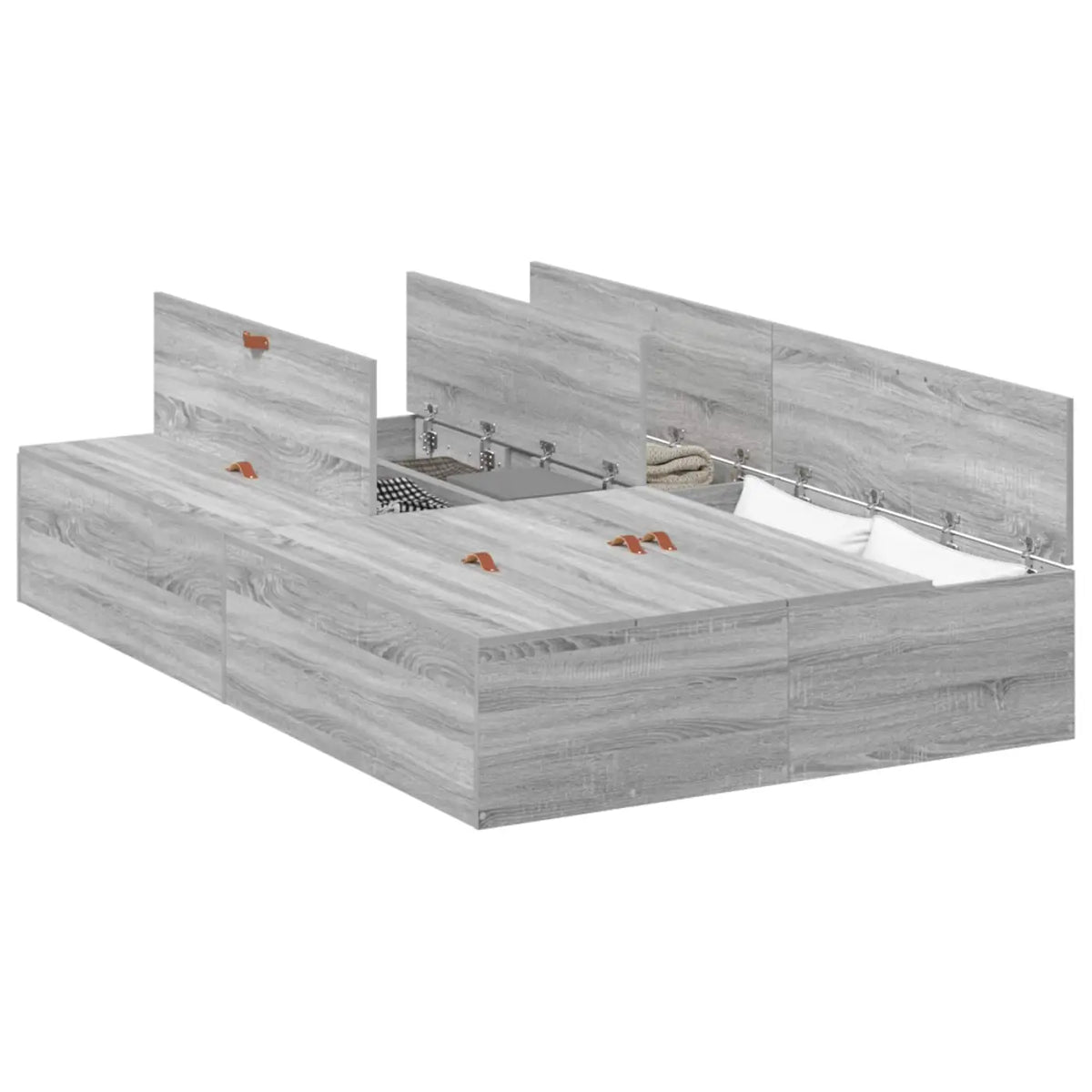 Cadre de lit avec rangement avec porte Gris Sonoma 120 x 190 cm - XIOS