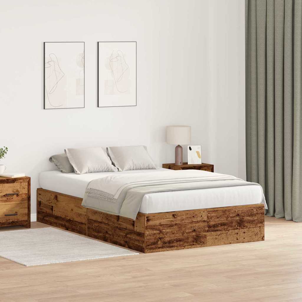 Cadre de lit avec rangement Bois Ancien 120 x 190 cm - XIOS