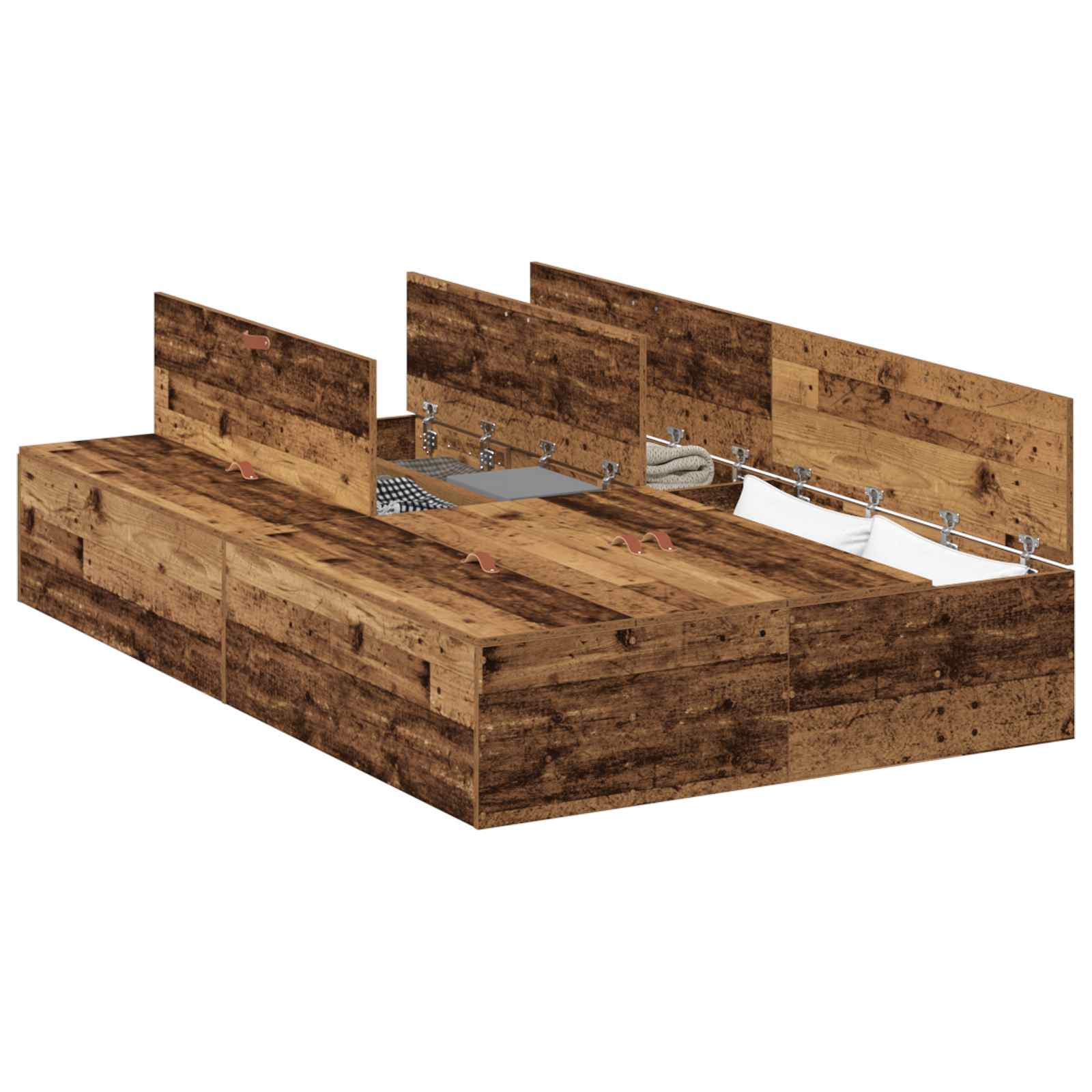Cadre de lit avec rangement Bois Ancien 120 x 190 cm - XIOS
