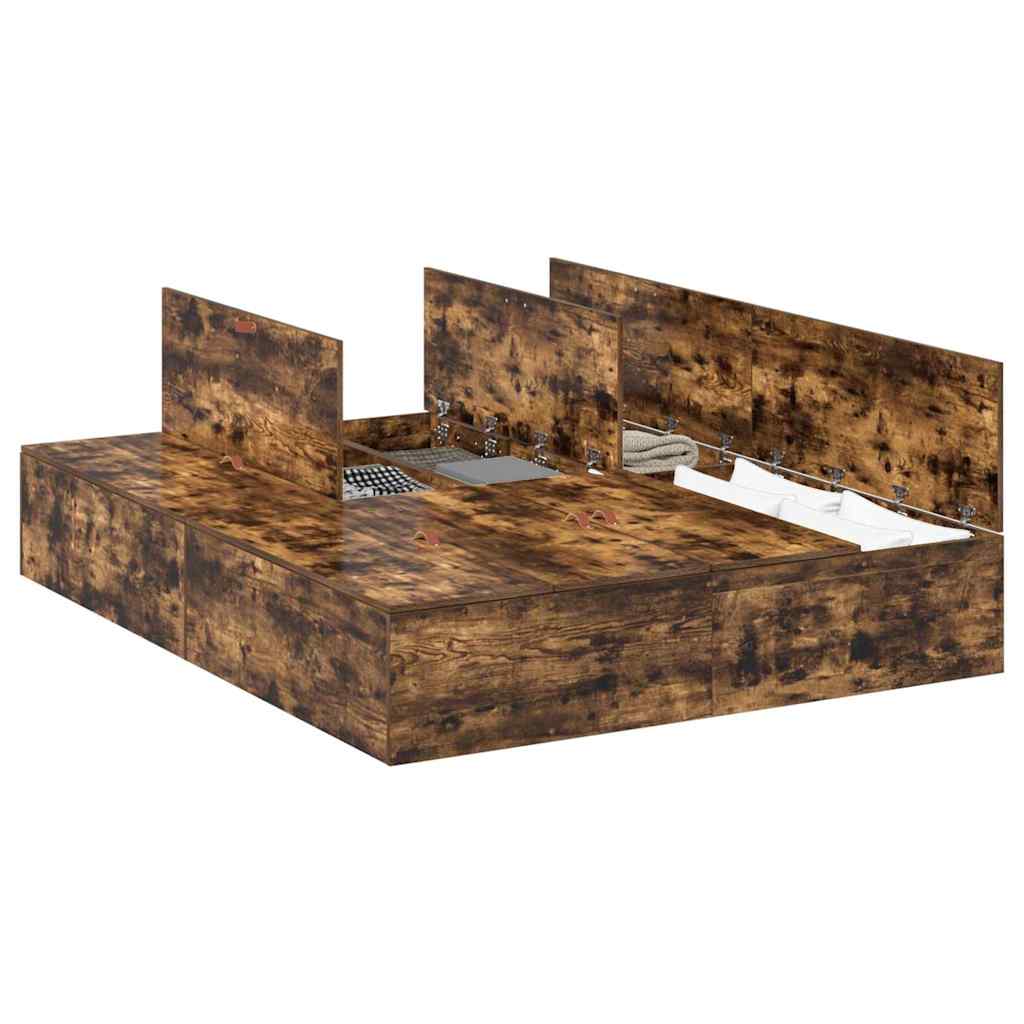 Cadre de lit Chêne fumé 190 x 135 x 31,5 cm Bois d'ingénierie - XIOS