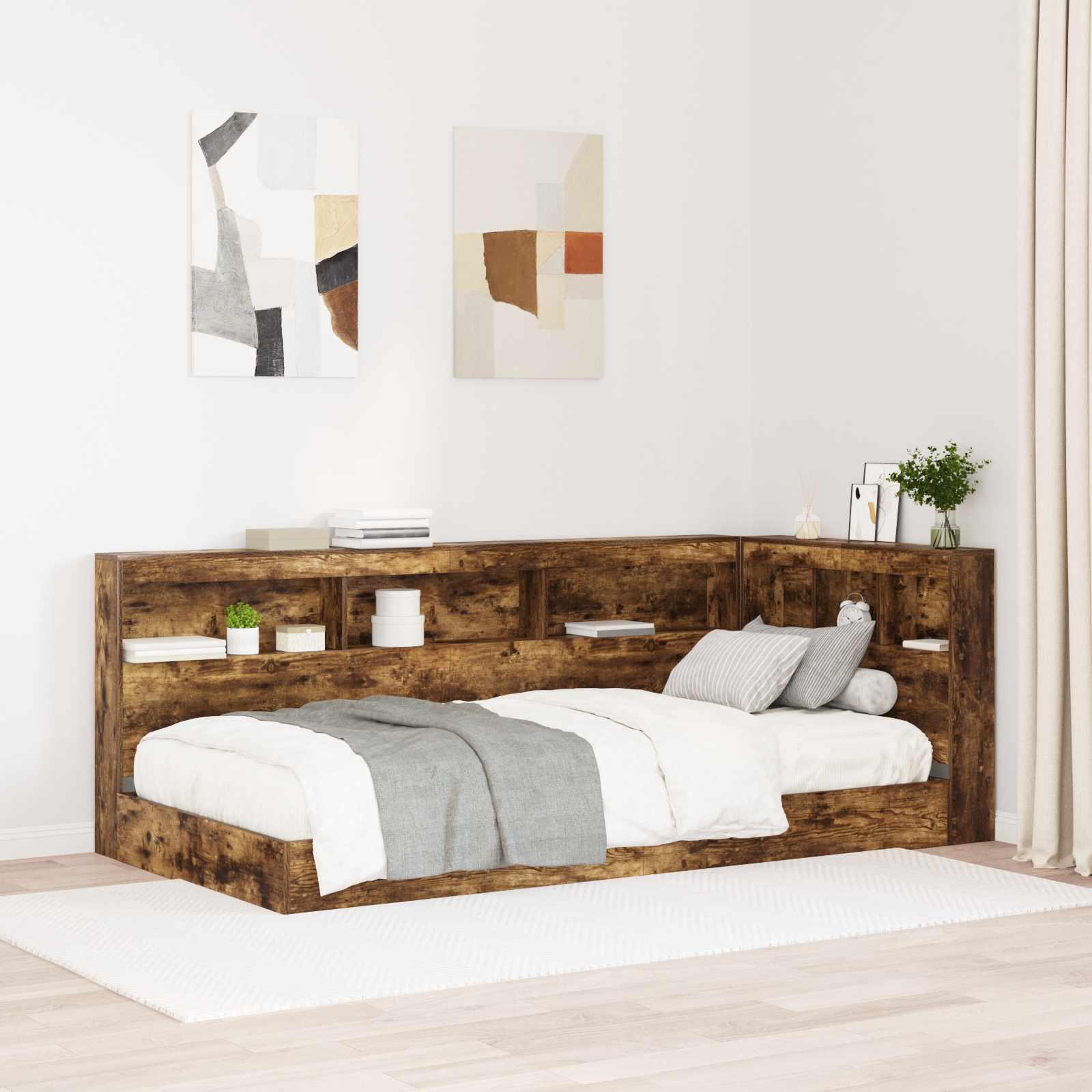 Tête de lit de rangement Chêne fumé 90 cm Bois d'ingénierie - XIOS
