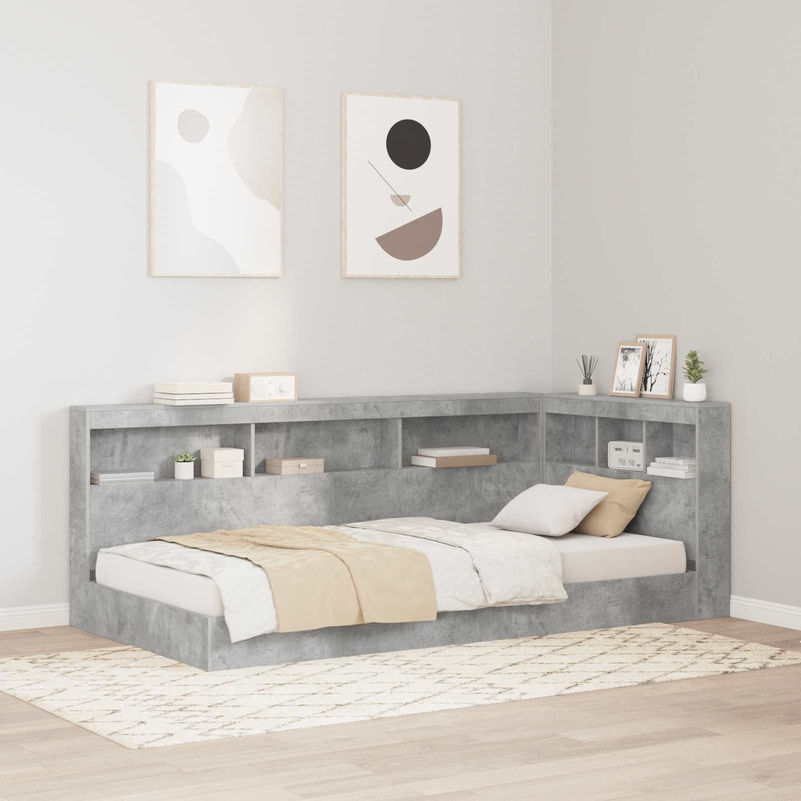 Tête de lit de rangement Gris béton 100 cm Bois d'ingénierie - XIOS