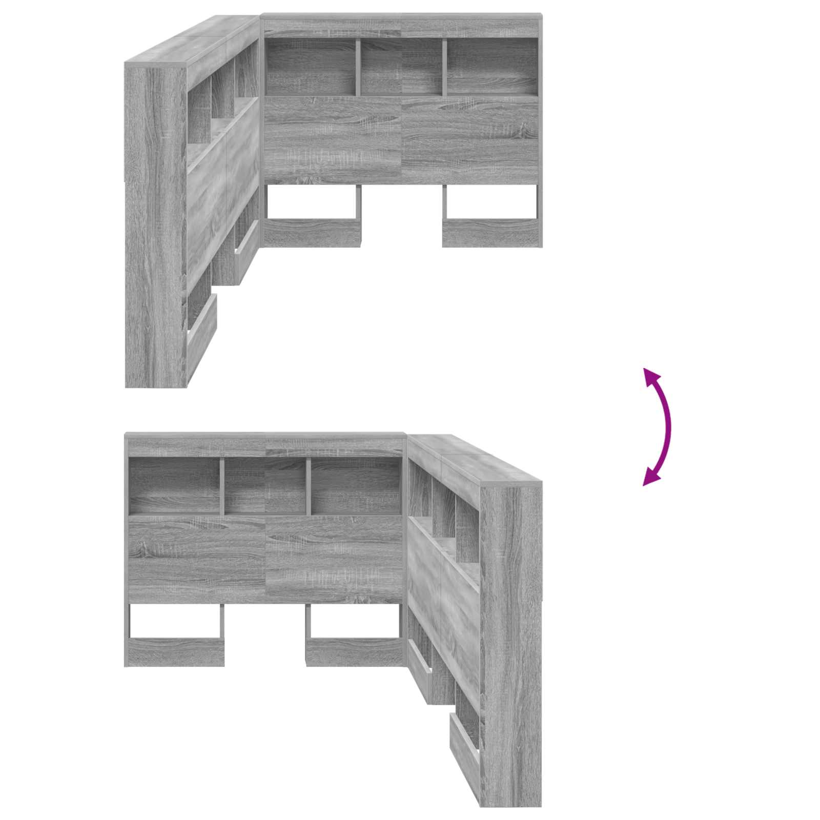 Tête de lit de rangement Gris Sonoma 100 cm Bois d'ingénierie - XIOS