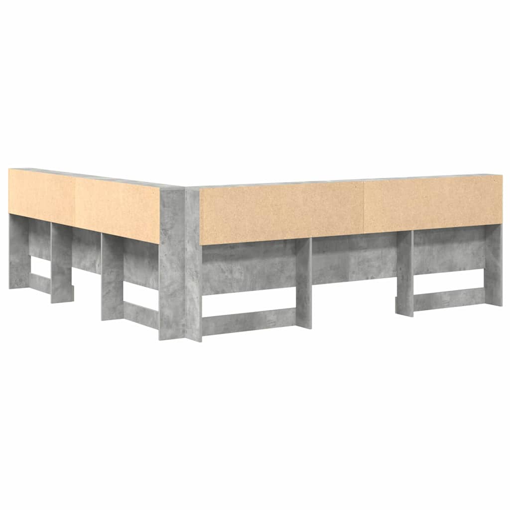 Tête de lit de rangement Gris béton 200 cm Bois d'ingénierie - XIOS