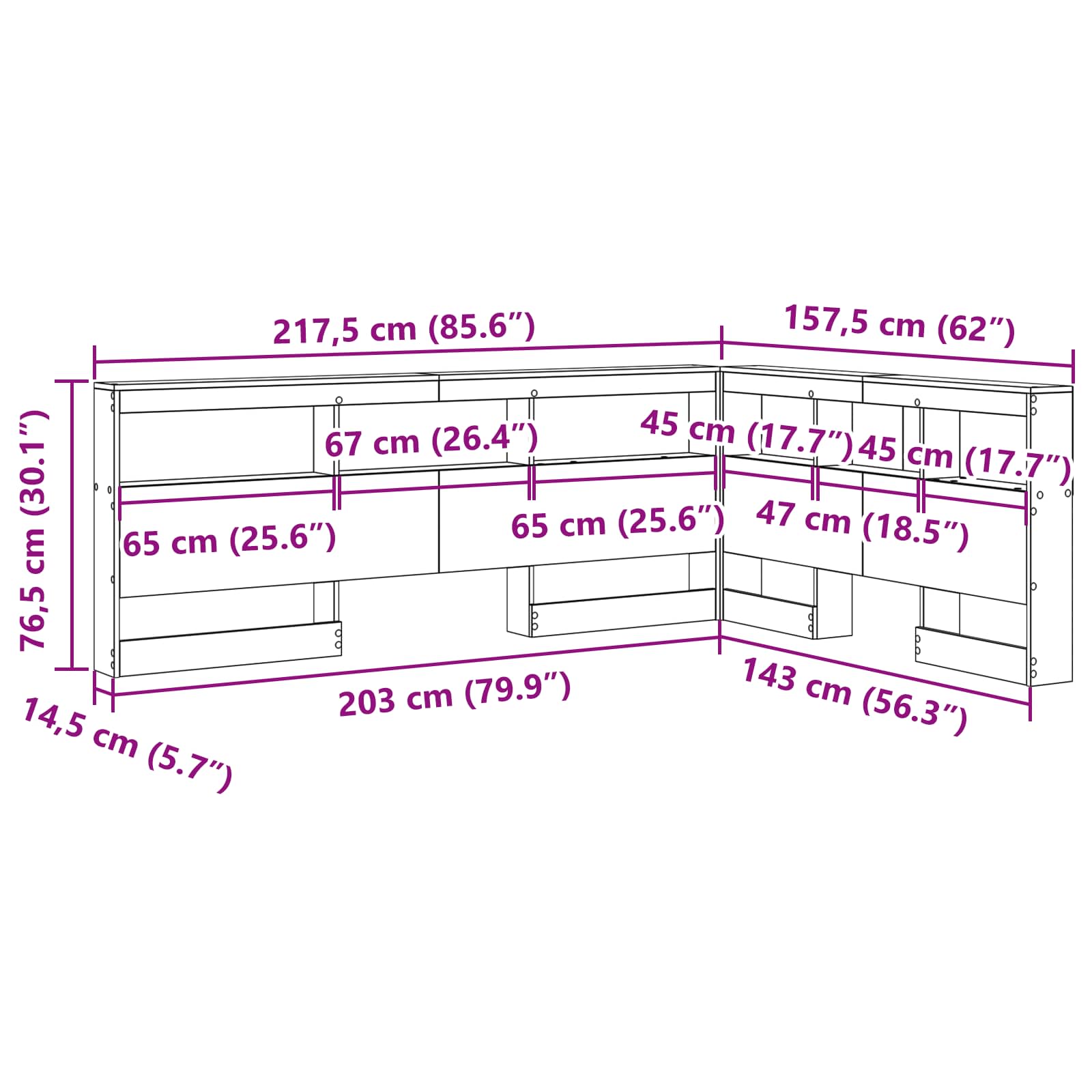 Tête de lit de rangement Chêne fumé Bois d'ingénierie - XIOS