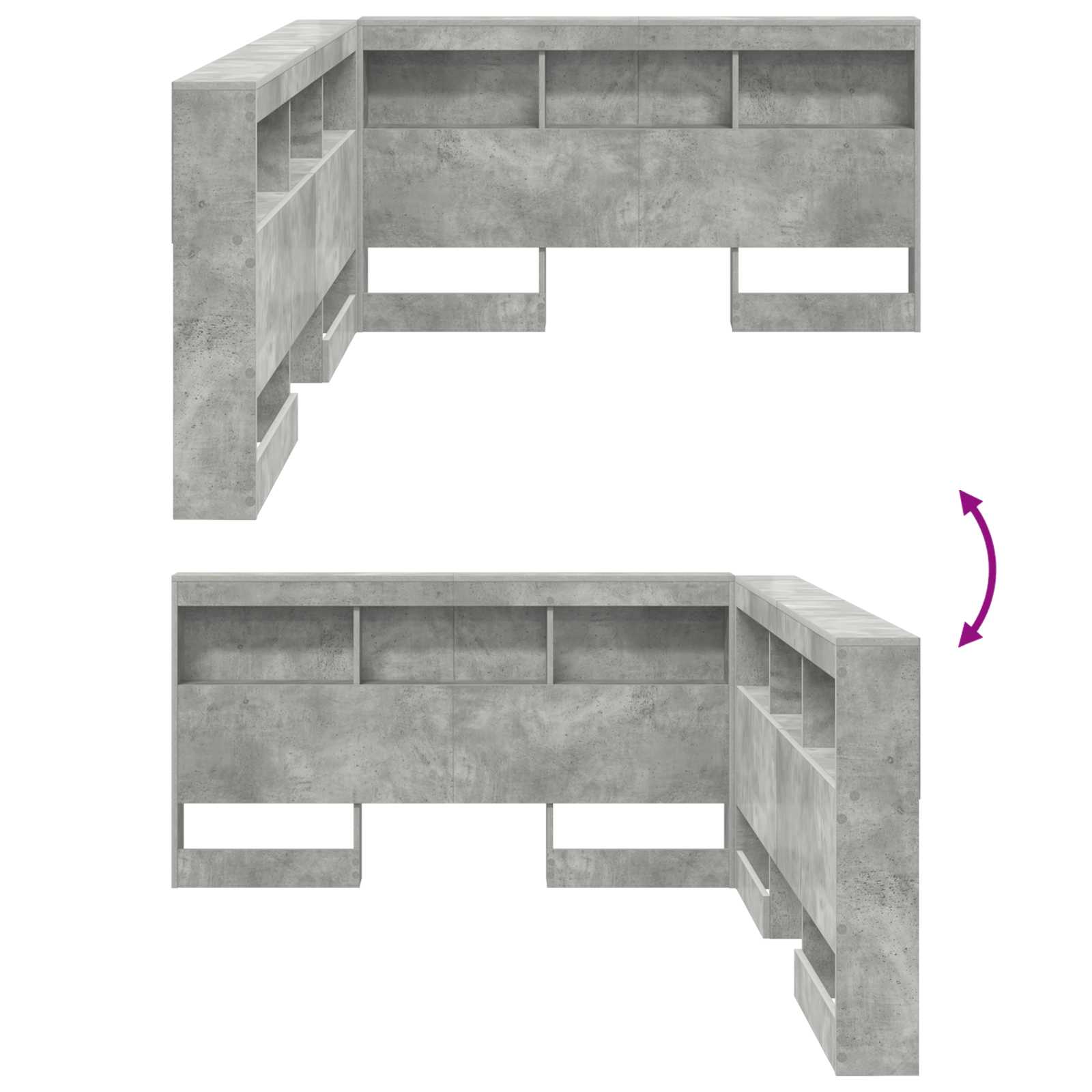 Tête de lit de rangement Gris béton 160 cm Bois d'ingénierie