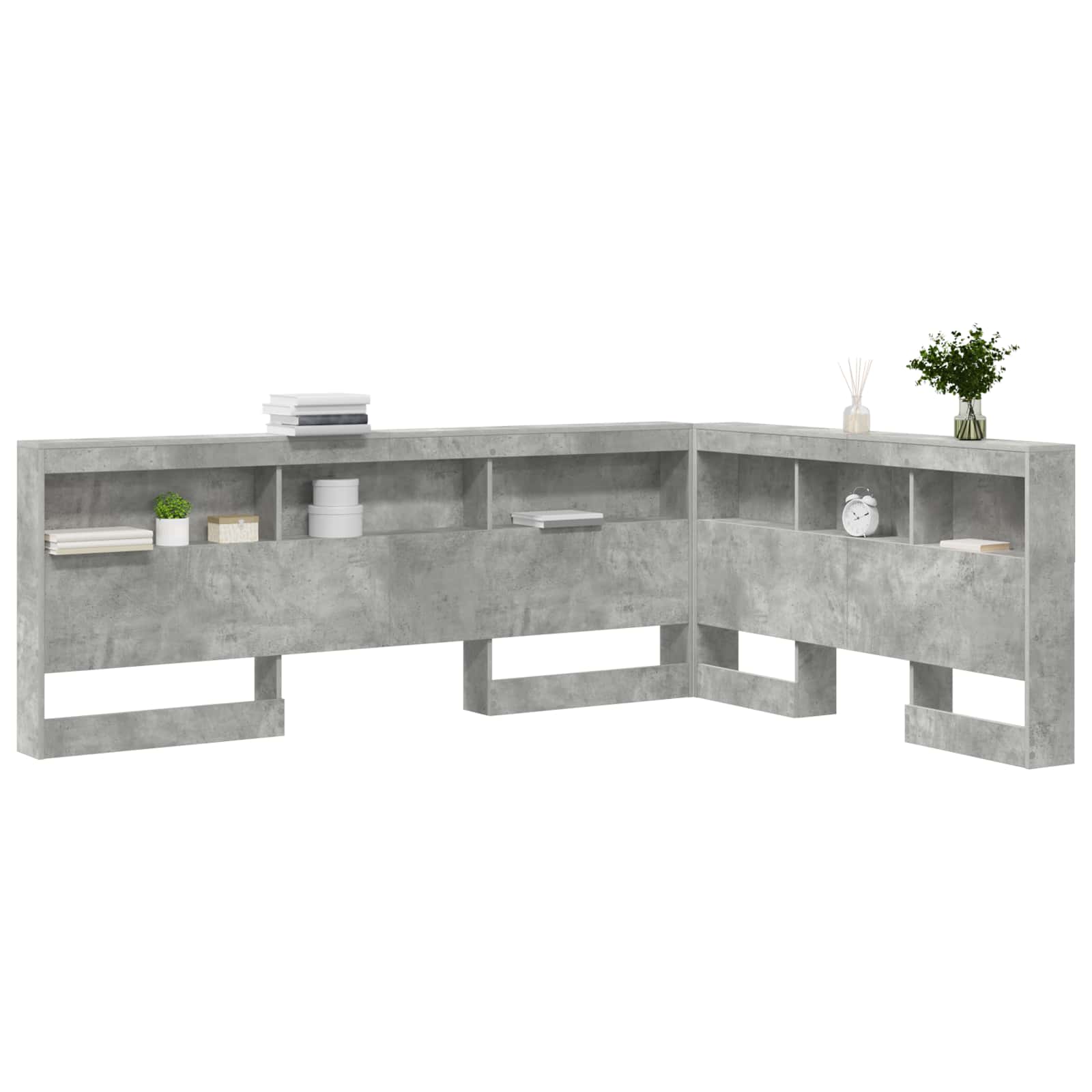 Tête de lit de rangement Gris béton 160 cm Bois d'ingénierie