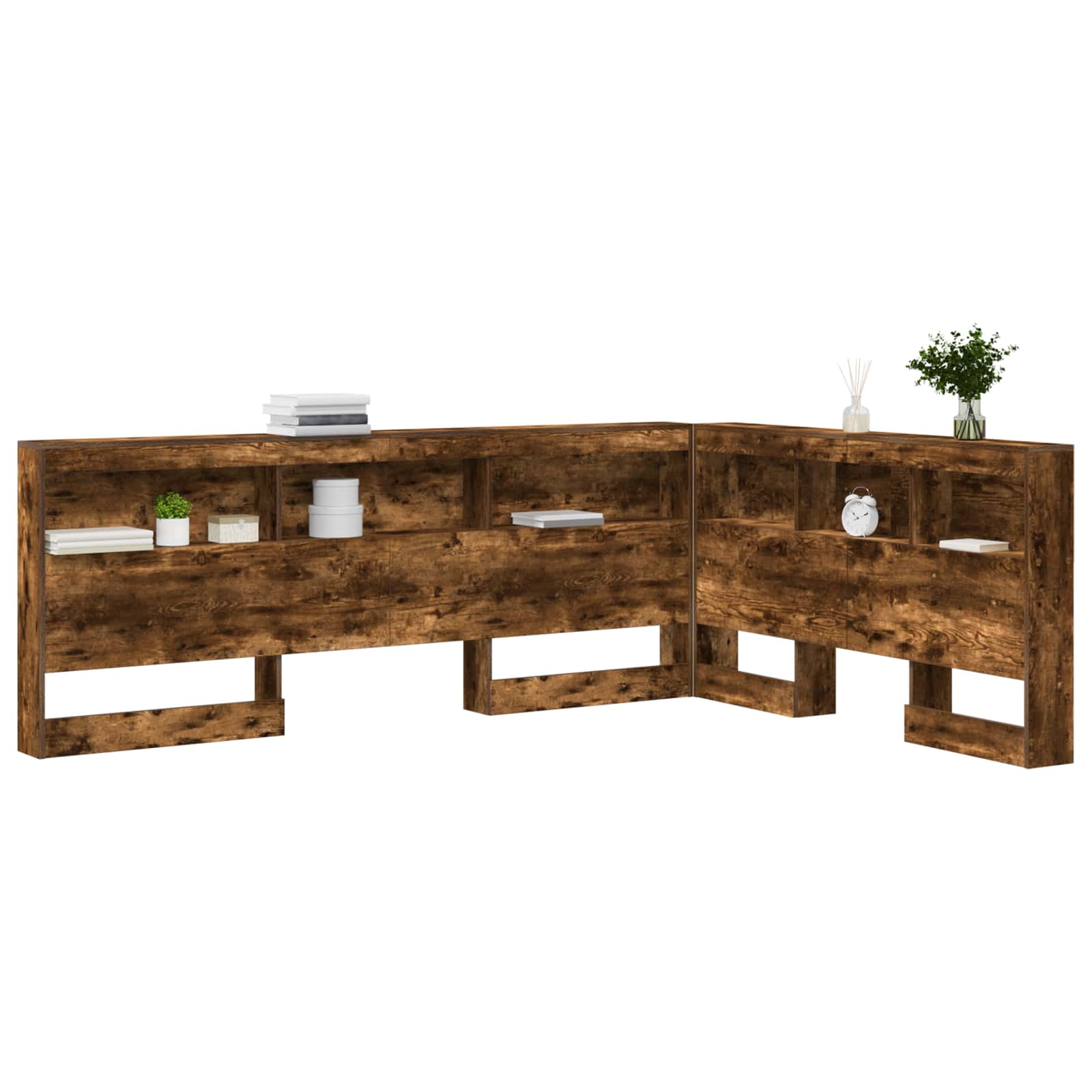 Tête de lit de rangement Chêne fumé 160 cm Bois d'ingénierie