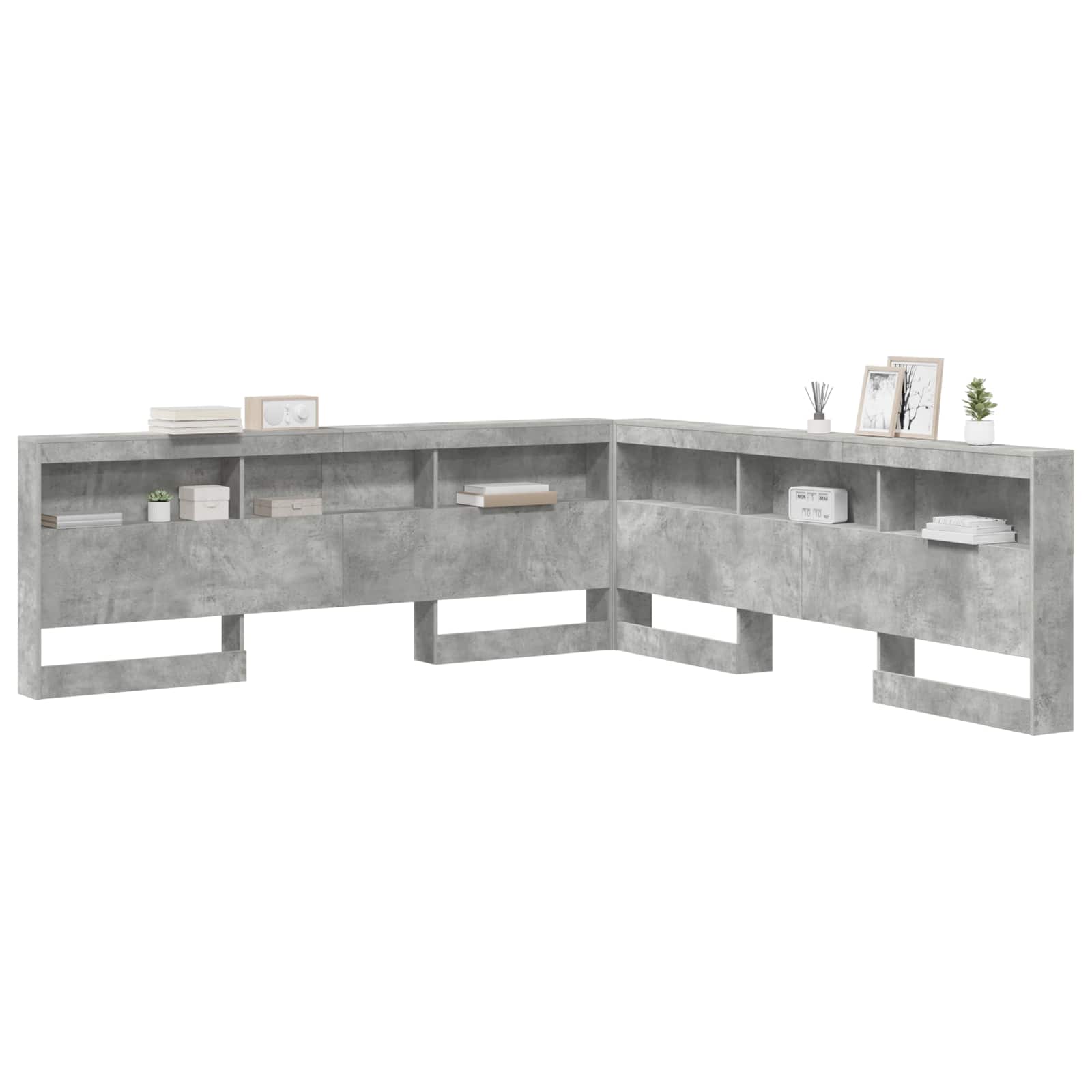 Tête de lit de rangement Gris béton 180 cm Bois d'ingénierie