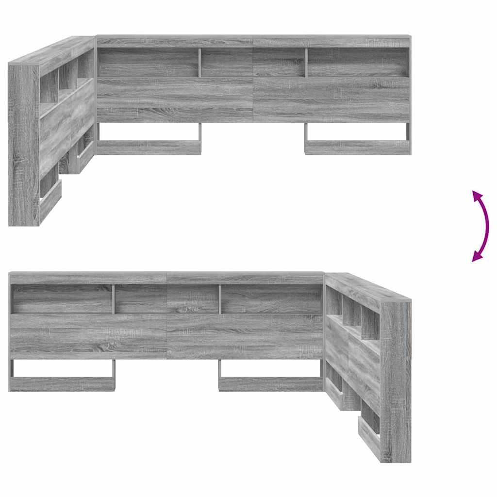 Tête de lit de rangement Gris Sonoma 180 cm Bois d'ingénierie