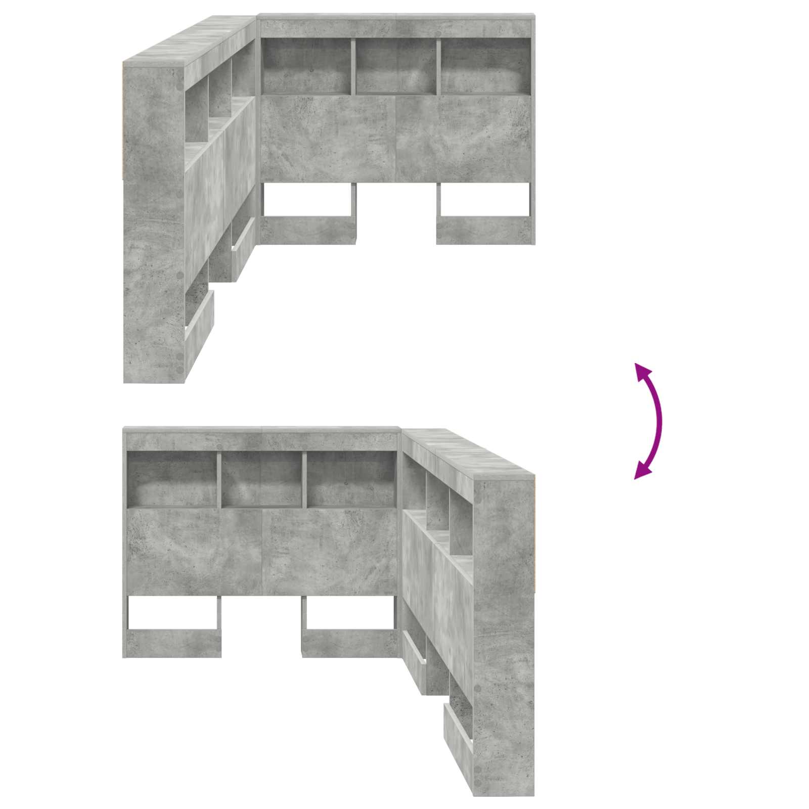 Tête de lit de rangement Gris béton 75 cm Bois d'ingénierie - XIOS