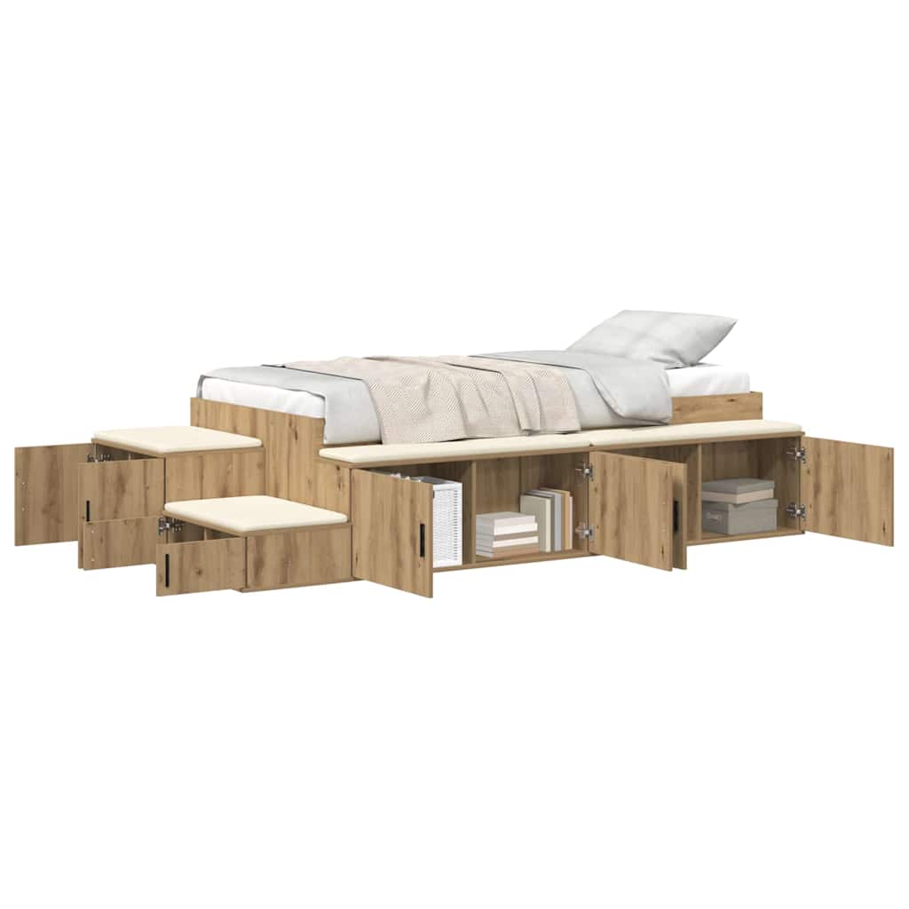 Cadre de lit avec rangement chêne artisanal 244 x 127 x 53.5 cm - XIOS
