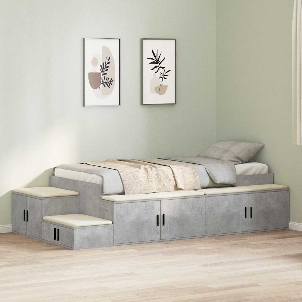 Cadre de lit avec rangement Gris béton 244 x 127 x 53.5 cm - XIOS