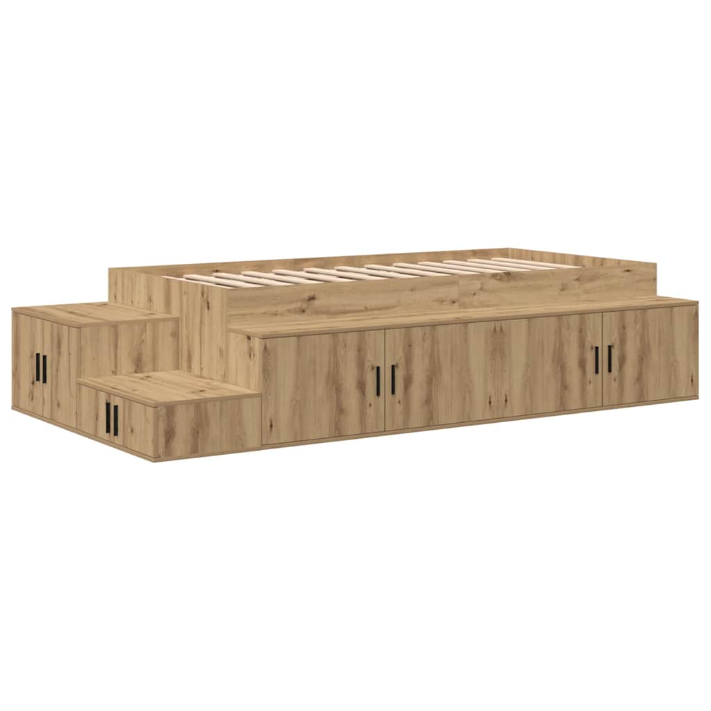 Cadre de lit avec rangement Chêne artisanal 80 cm