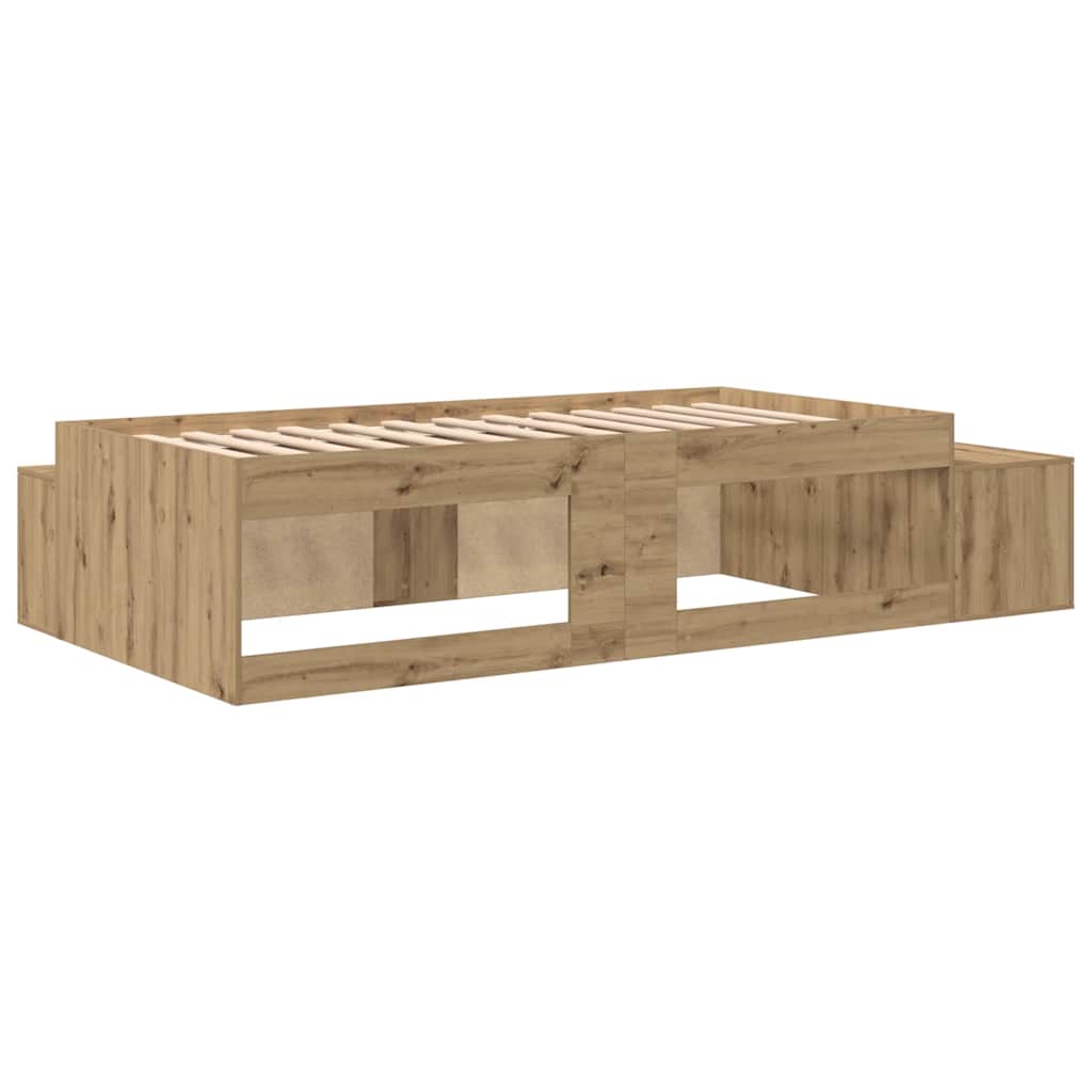 Cadre de lit avec rangement Chêne artisanal 80 cm