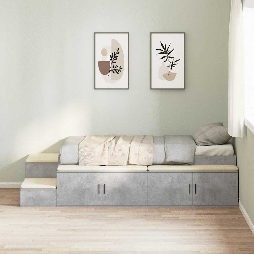 Cadre de lit avec rangement Gris béton 234 x 118 x 53.5 cm - XIOS
