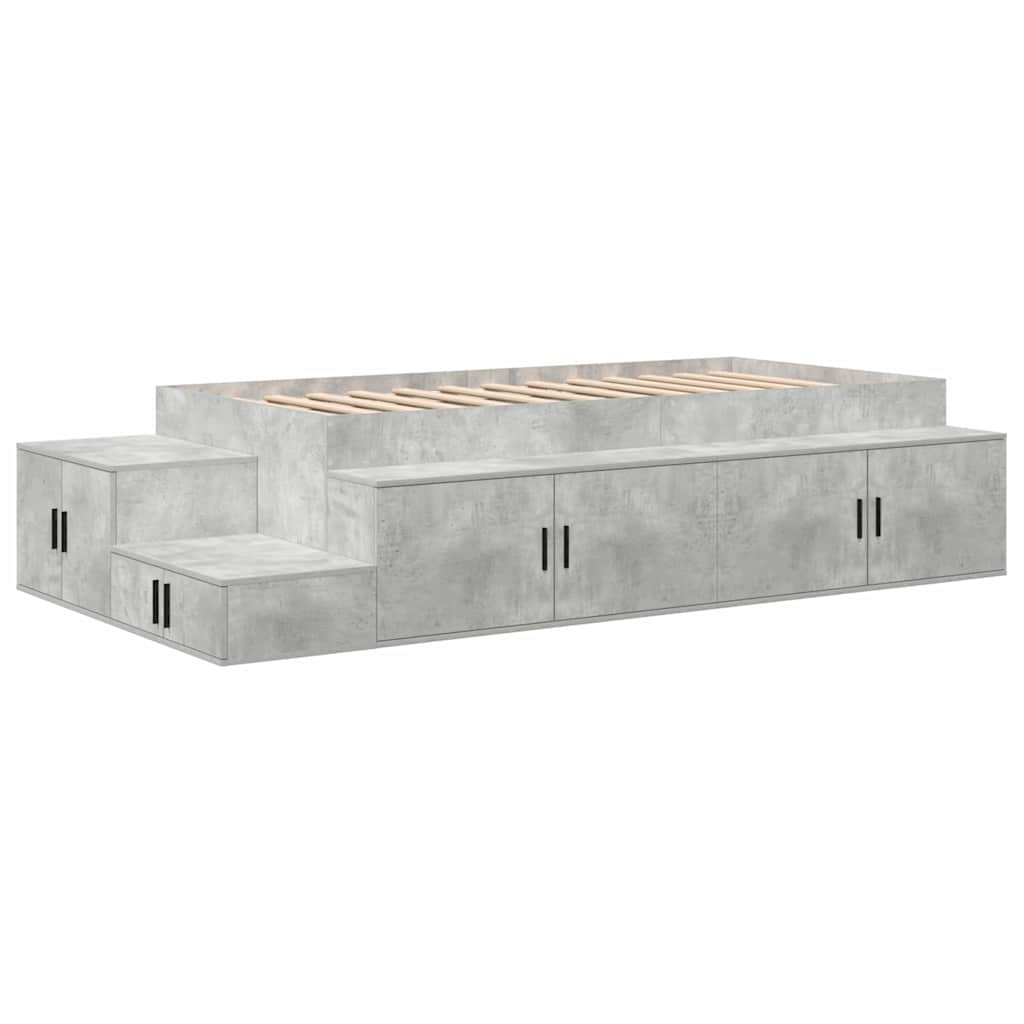 Cadre de lit avec rangement Gris béton 234 x 118 x 53.5 cm - XIOS