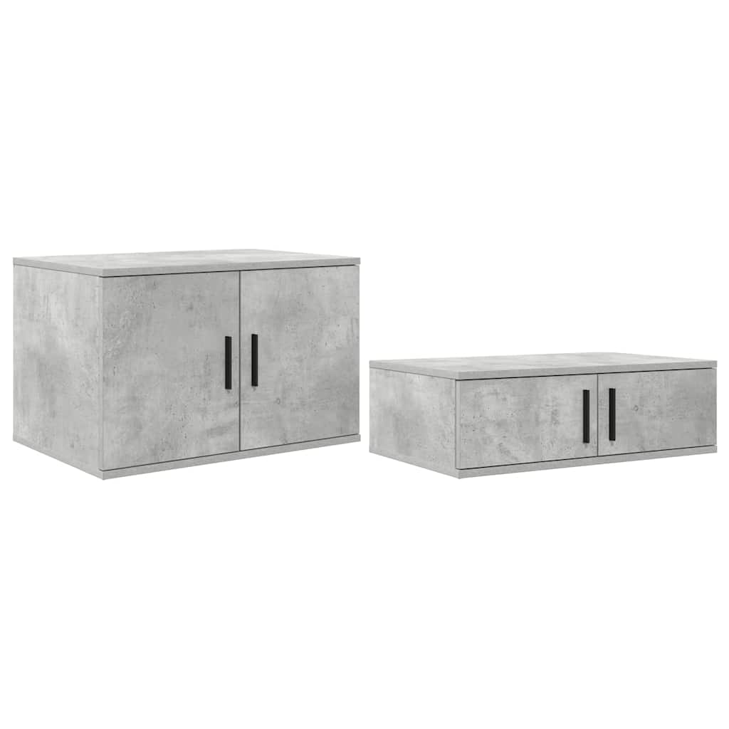 Cadre de lit avec rangement Gris béton 234 x 118 x 53.5 cm - XIOS